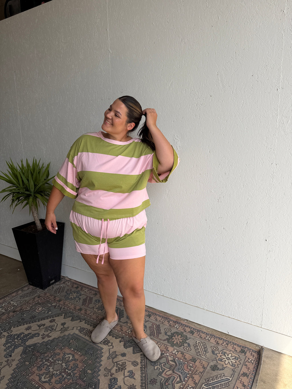 Pink and Green Stripe Set