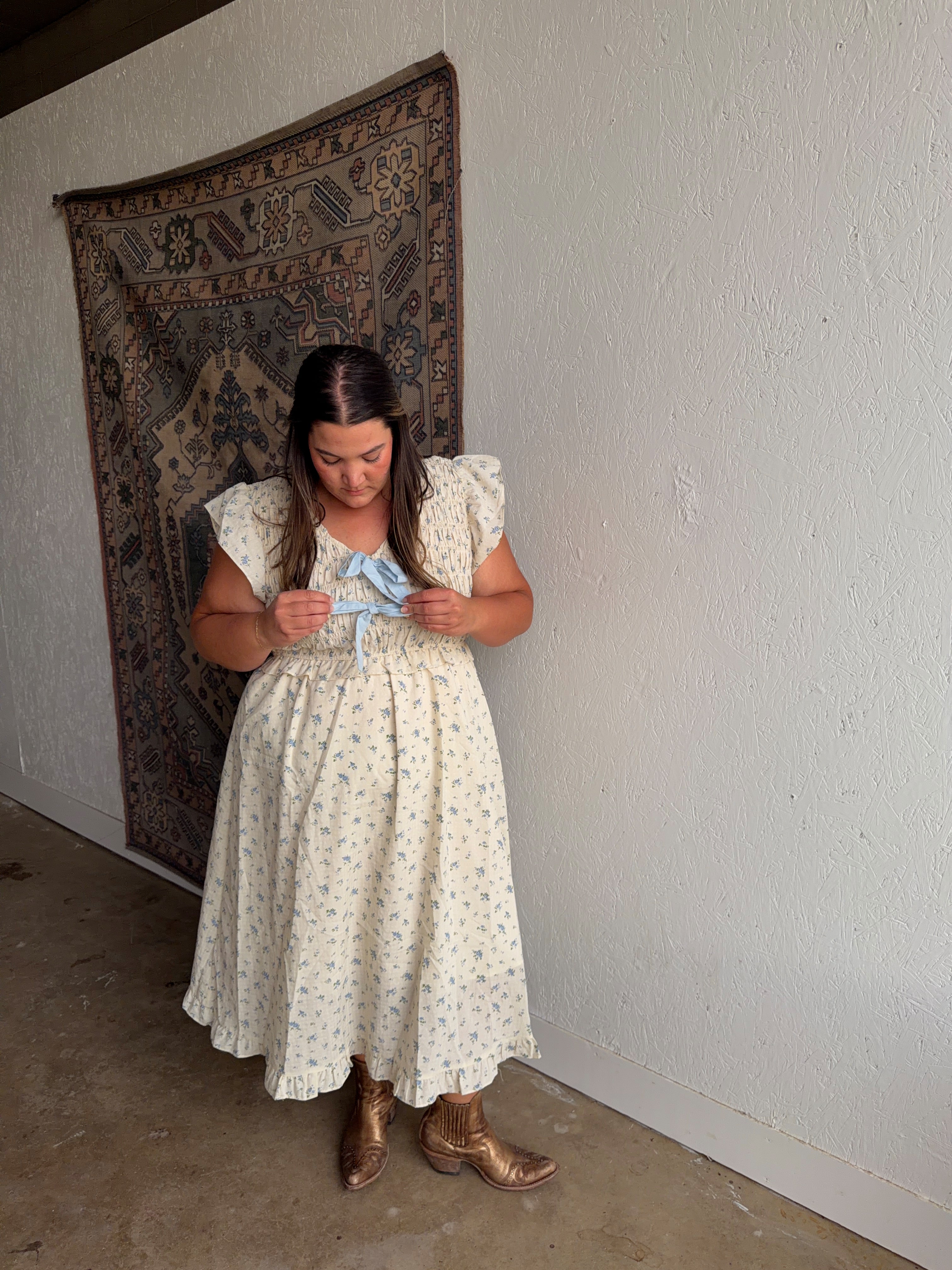Floral Smocked  Midi Dress