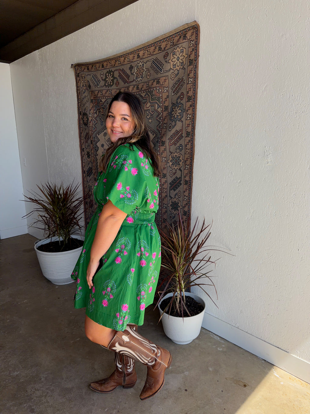 Green Spring Collared Dress