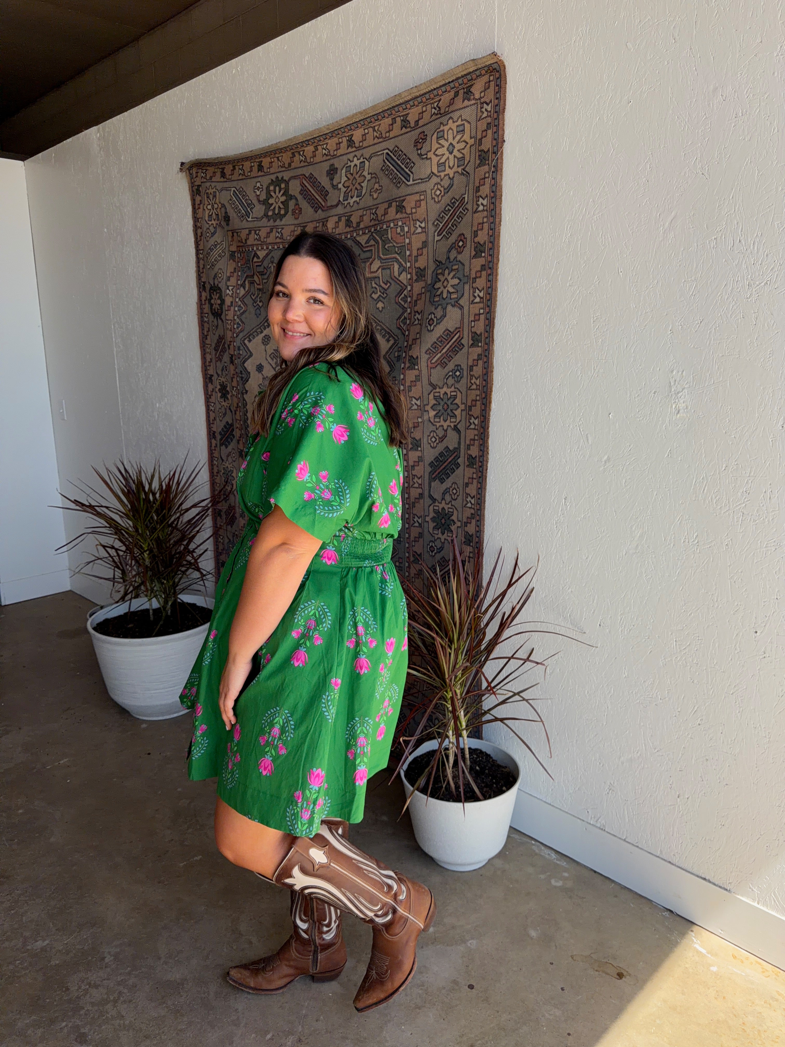 Green Spring Collared Dress