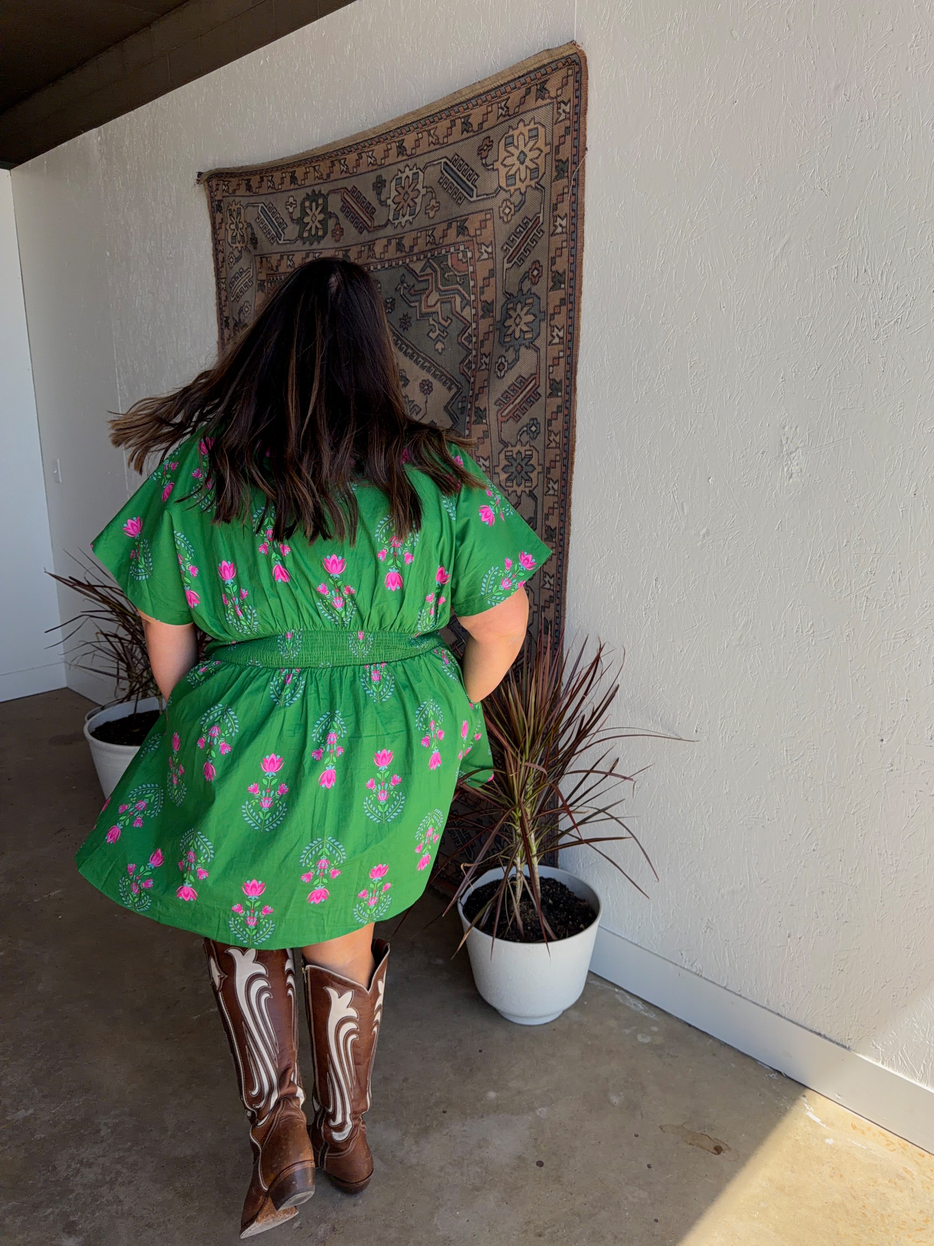 Green Spring Collared Dress