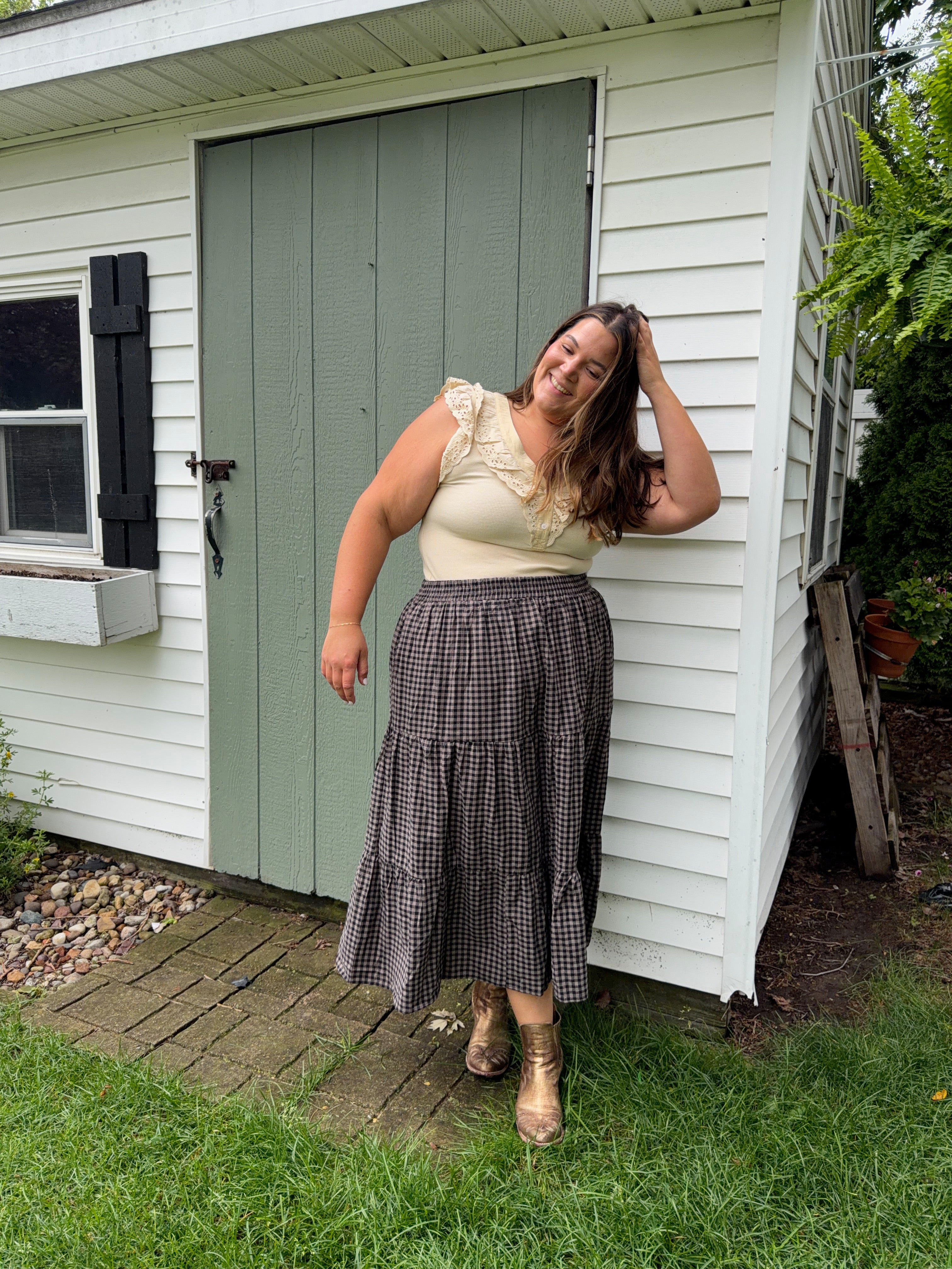 Midi Gingham Skirt