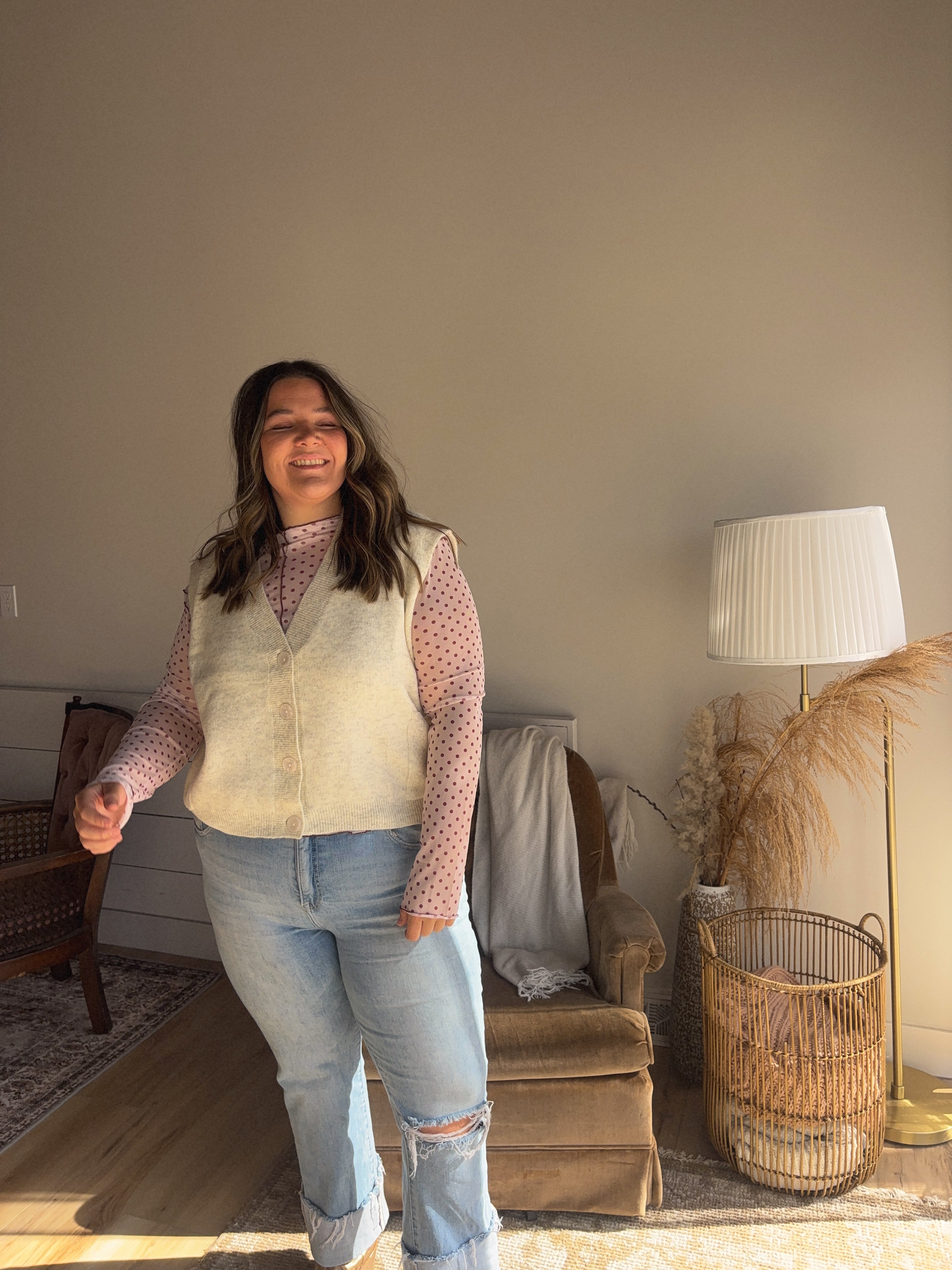 Creamy Knit Sweater Vest