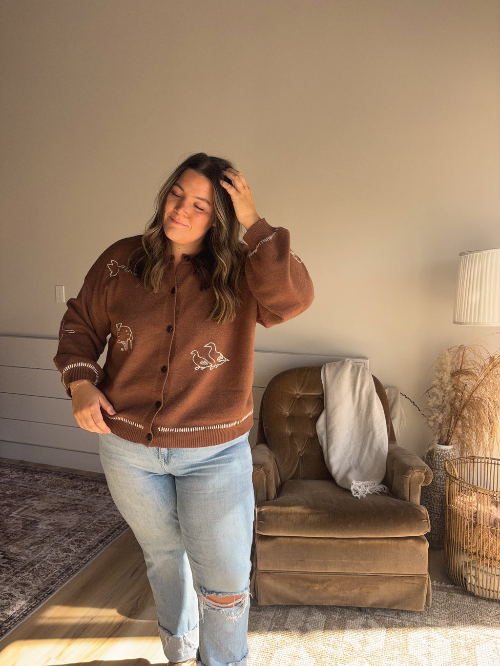 Embroidered Sweater Cardigan