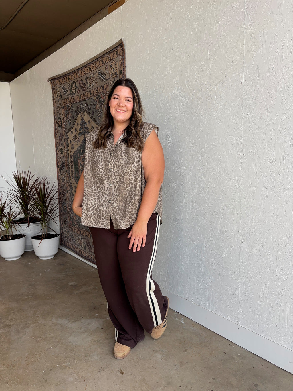 Butter Soft Stripe Pants [Brown and Navy]