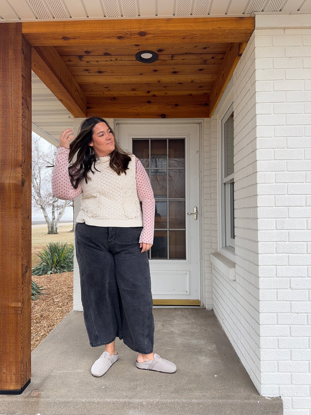 Pink Polka Dot Sheer Top