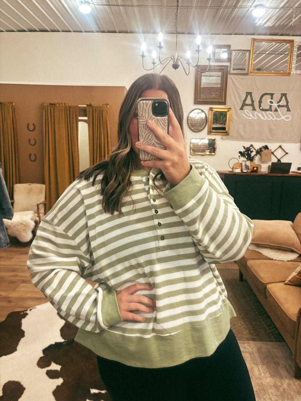 Sage Button Up Long Sleeve Boxy Top