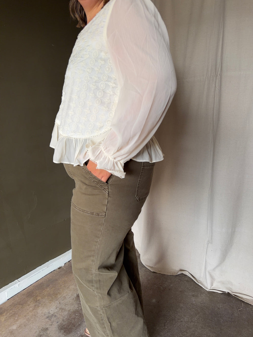 Cream Long Sleeve Blouse