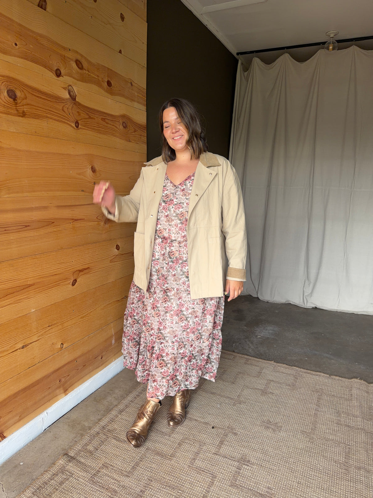 Autumn Floral Midi Dress