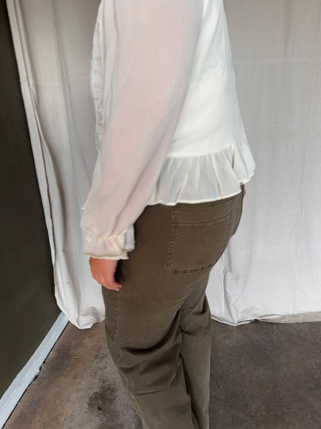 Cream Long Sleeve Blouse