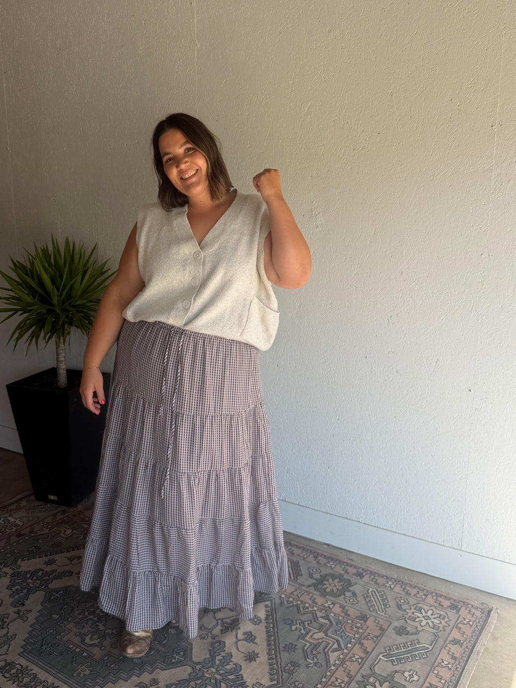 Classic Plaid Tiered Maxi Skirt