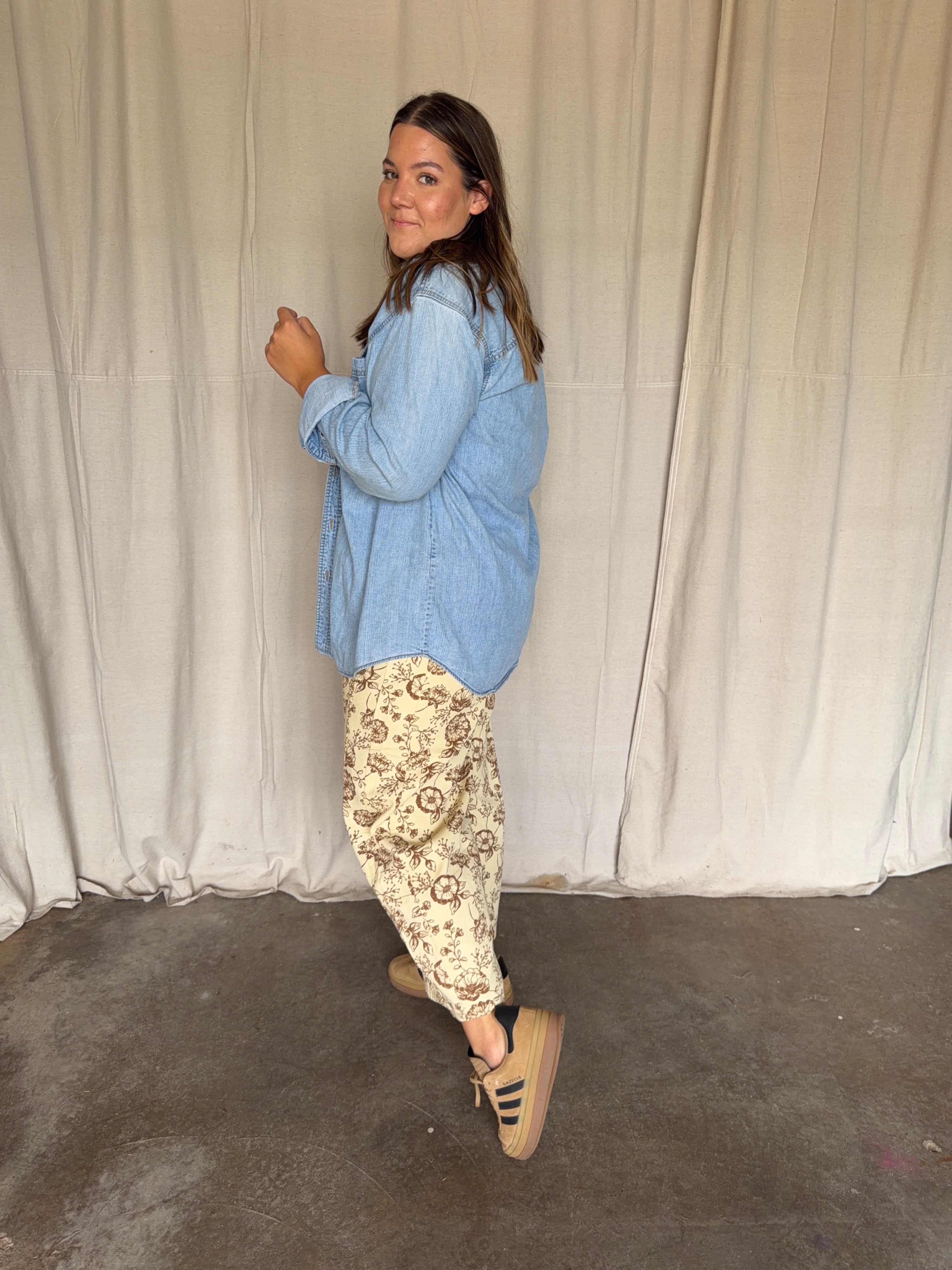 Butter Yellow Floral Pants