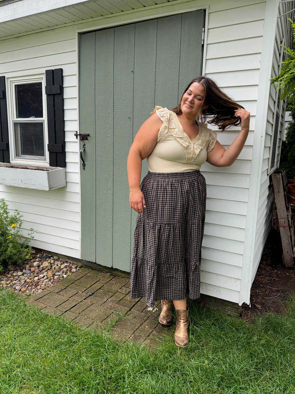 Midi Gingham Skirt