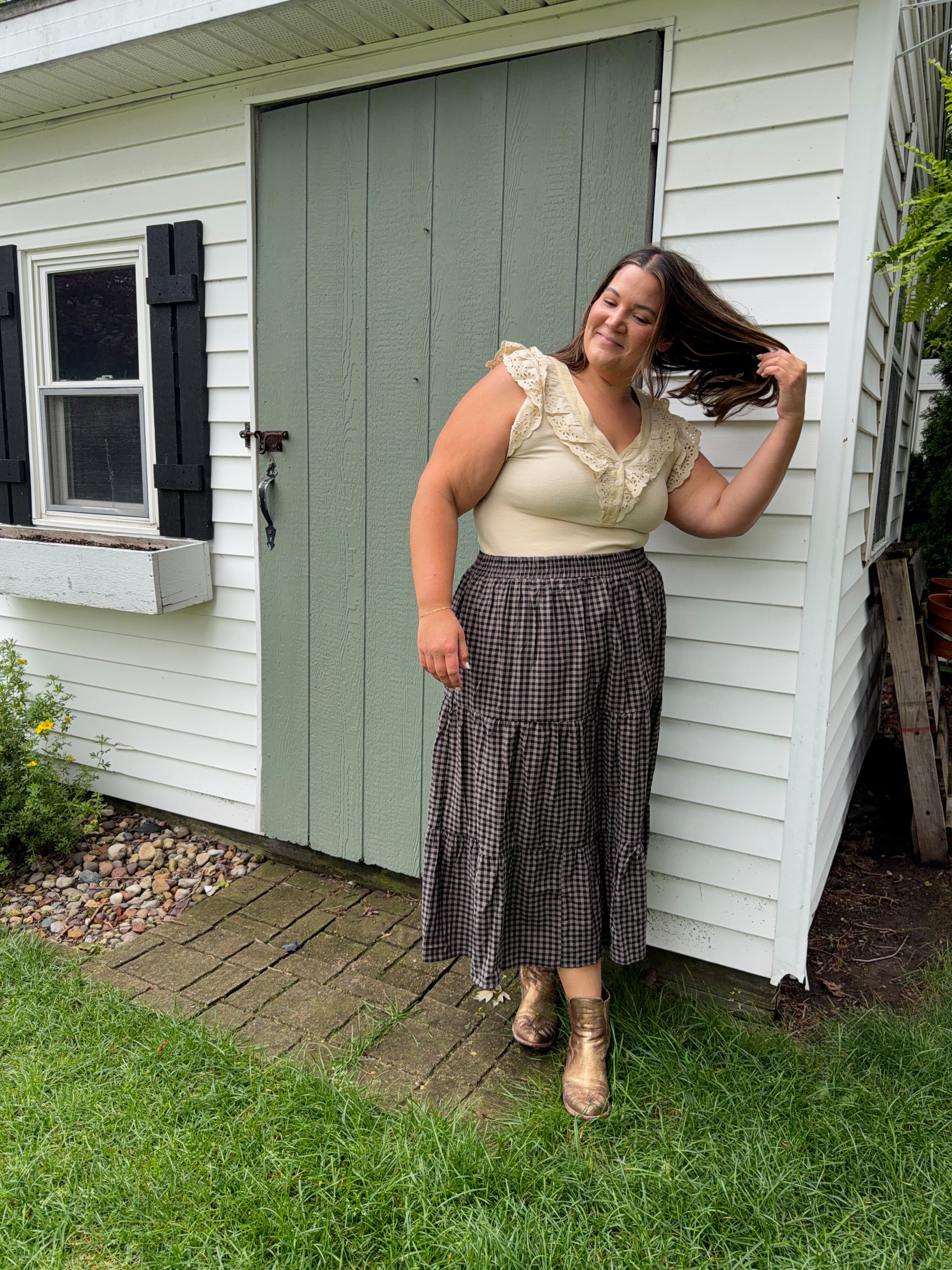 Midi Gingham Skirt