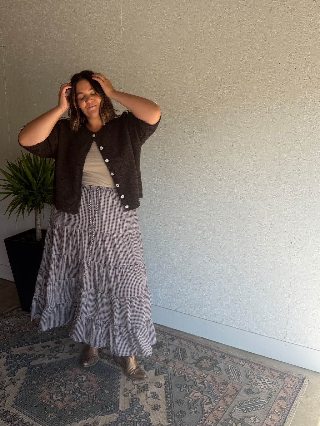 Classic Plaid Tiered Maxi Skirt