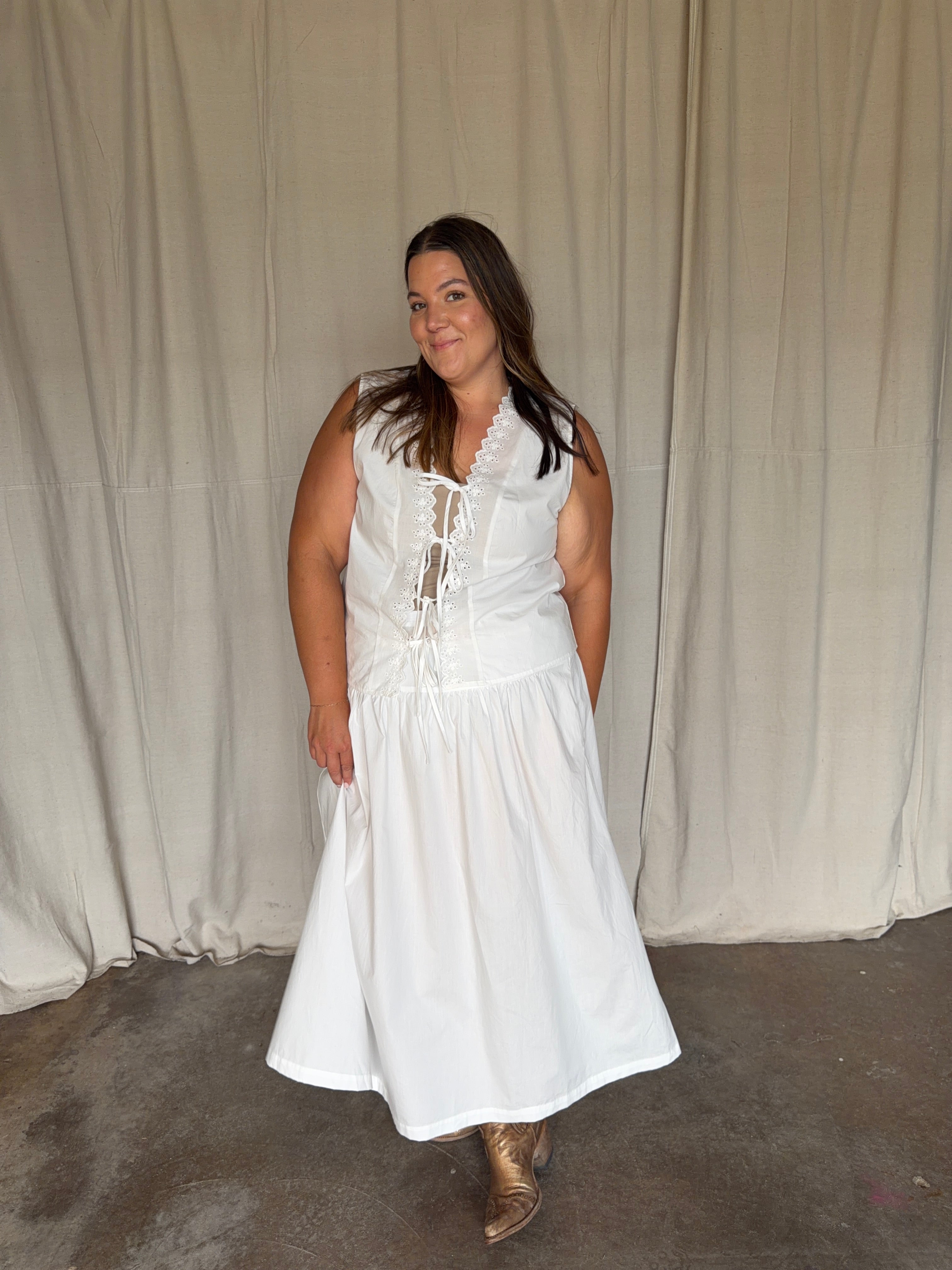 White Eyelet Two- Piece Set