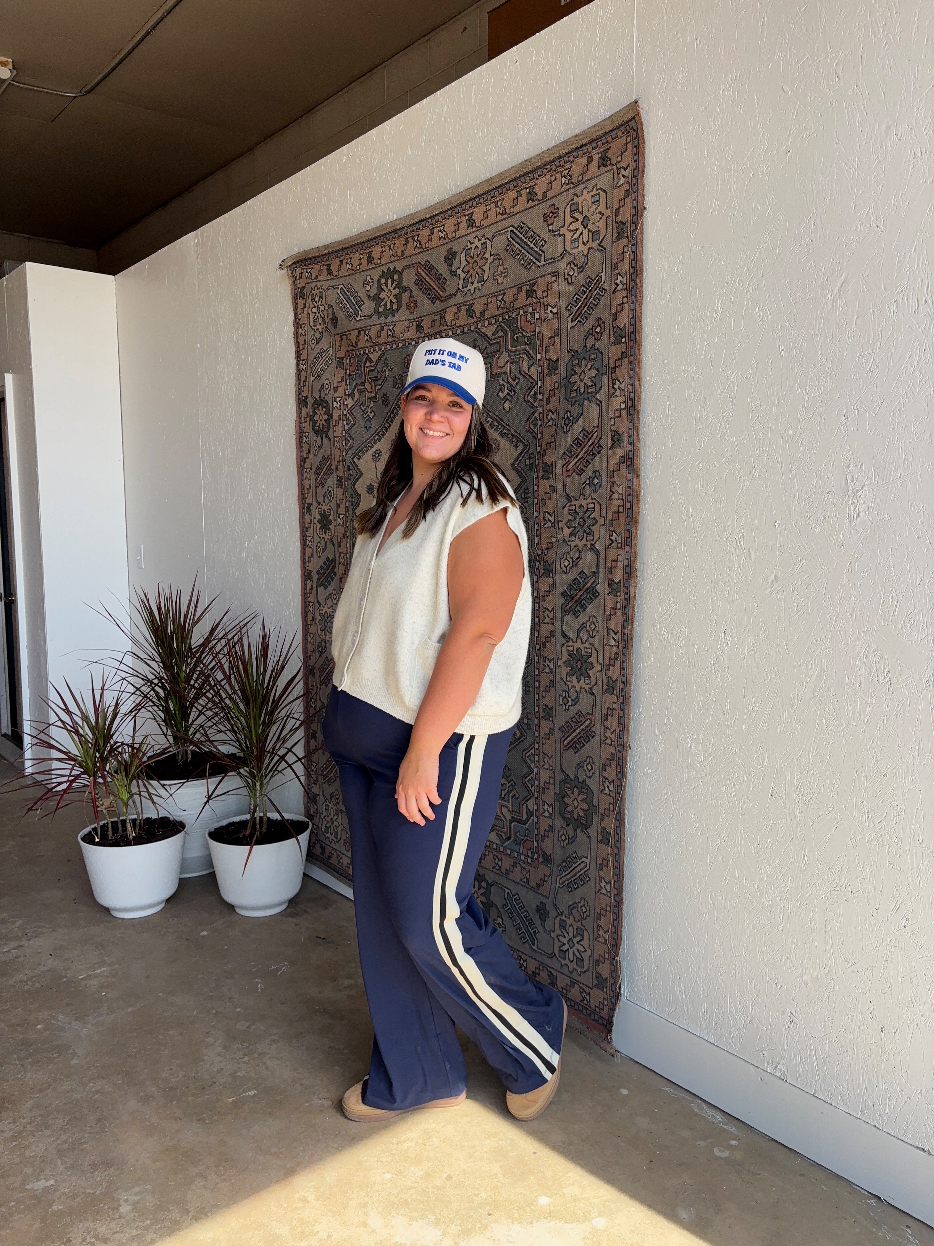 Butter Soft Stripe Pants [Brown and Navy]