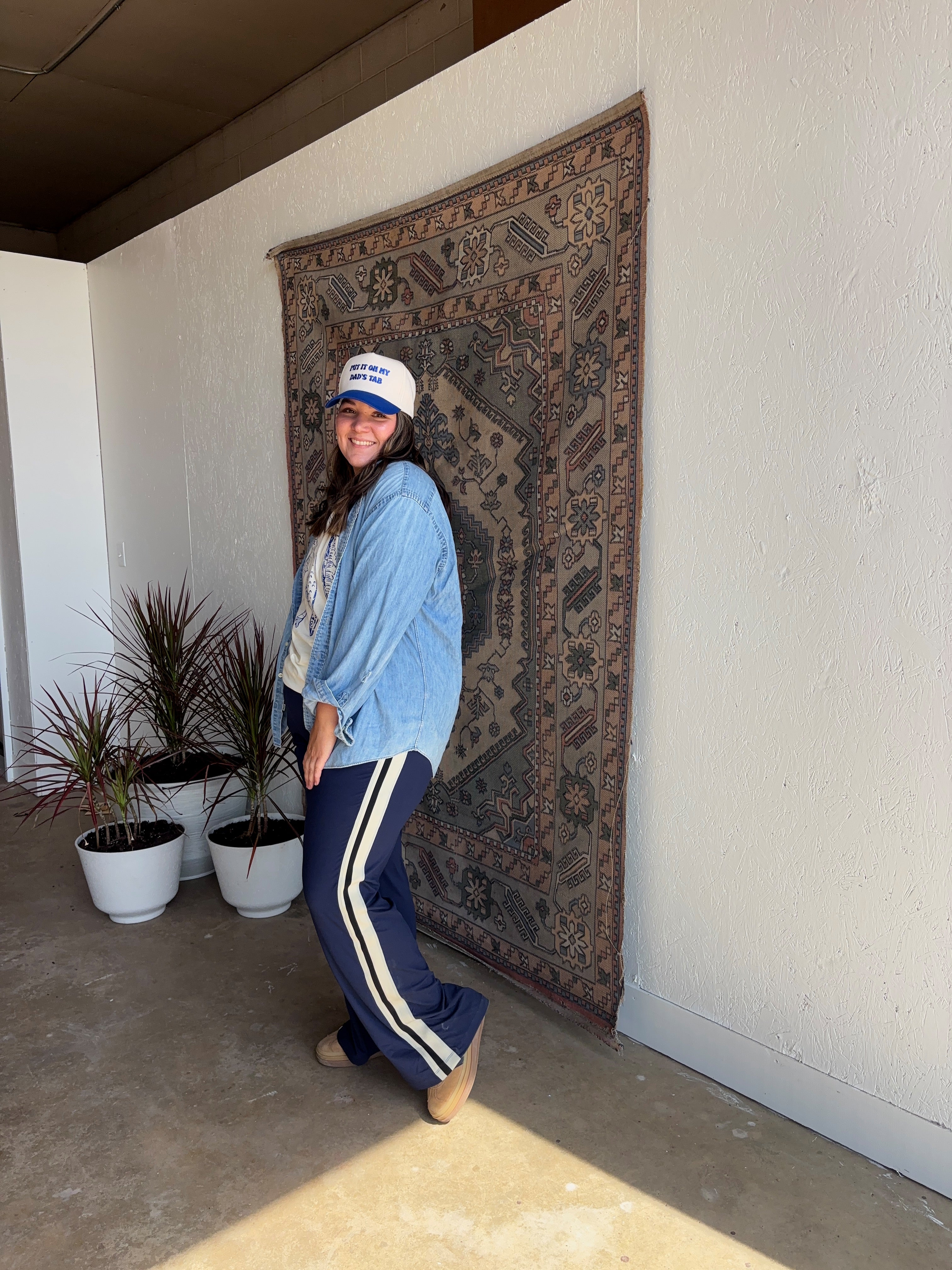 Butter Soft Stripe Pants [Brown and Navy]