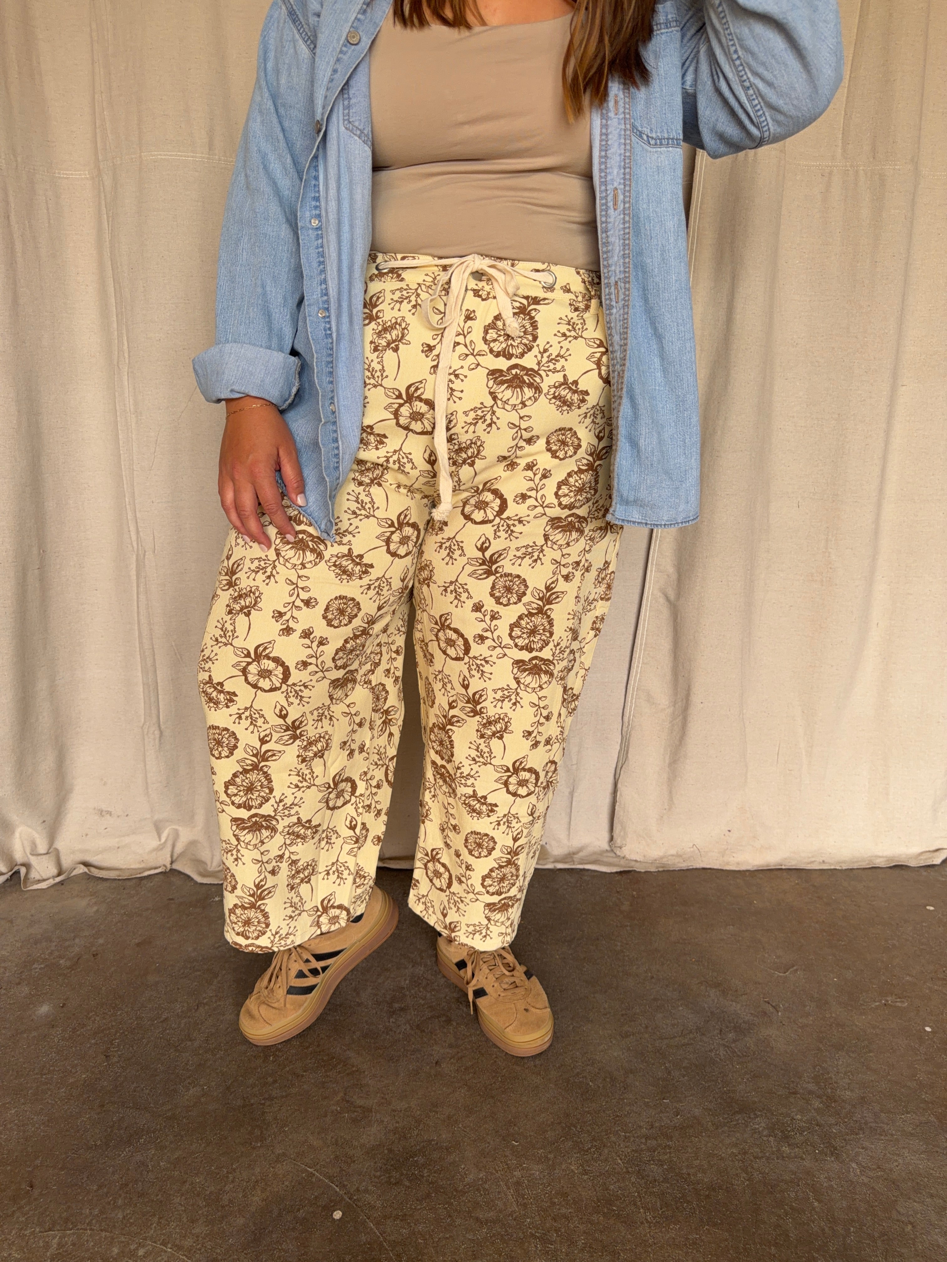 Butter Yellow Floral Pants