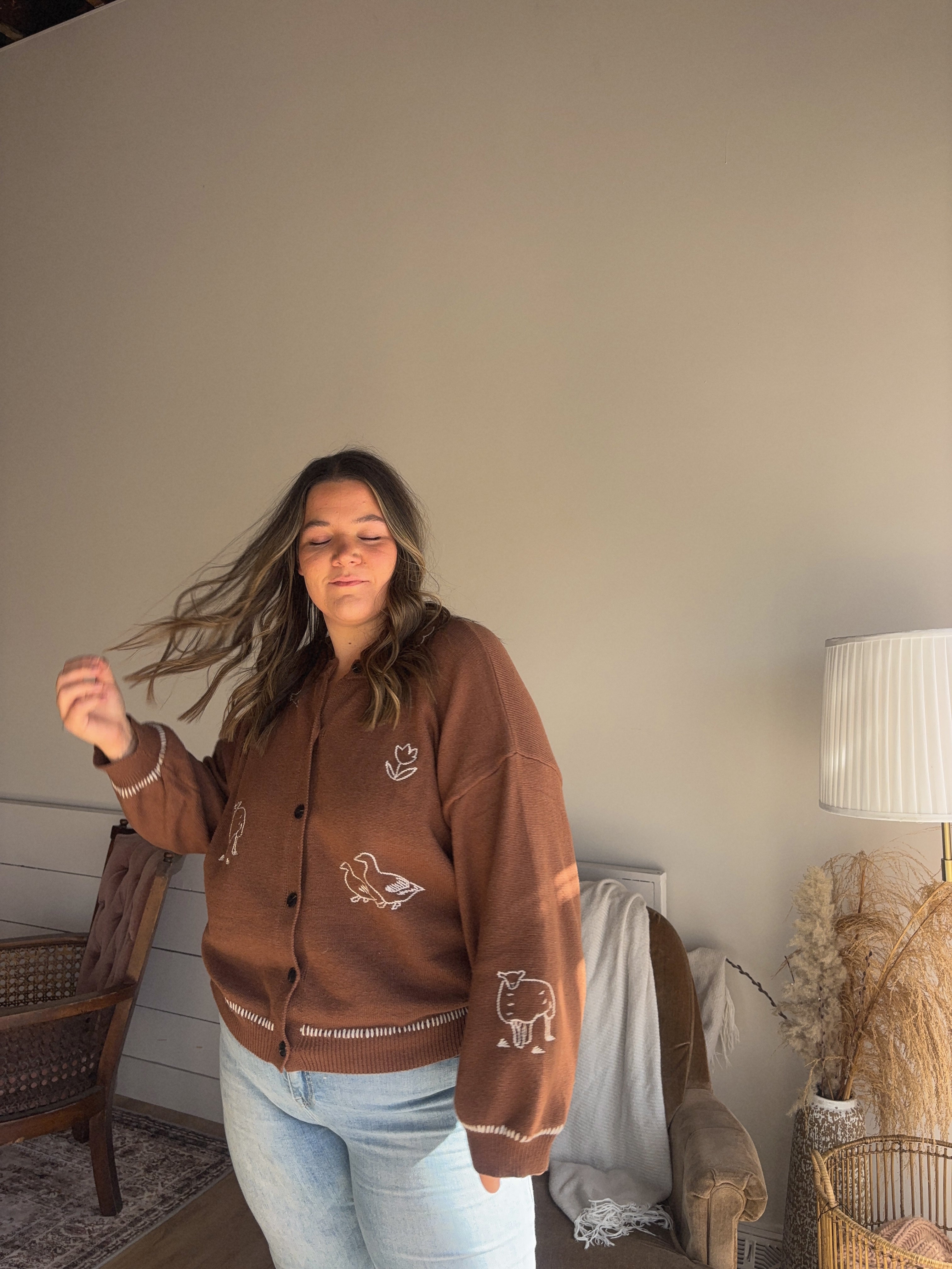 Embroidered Sweater Cardigan