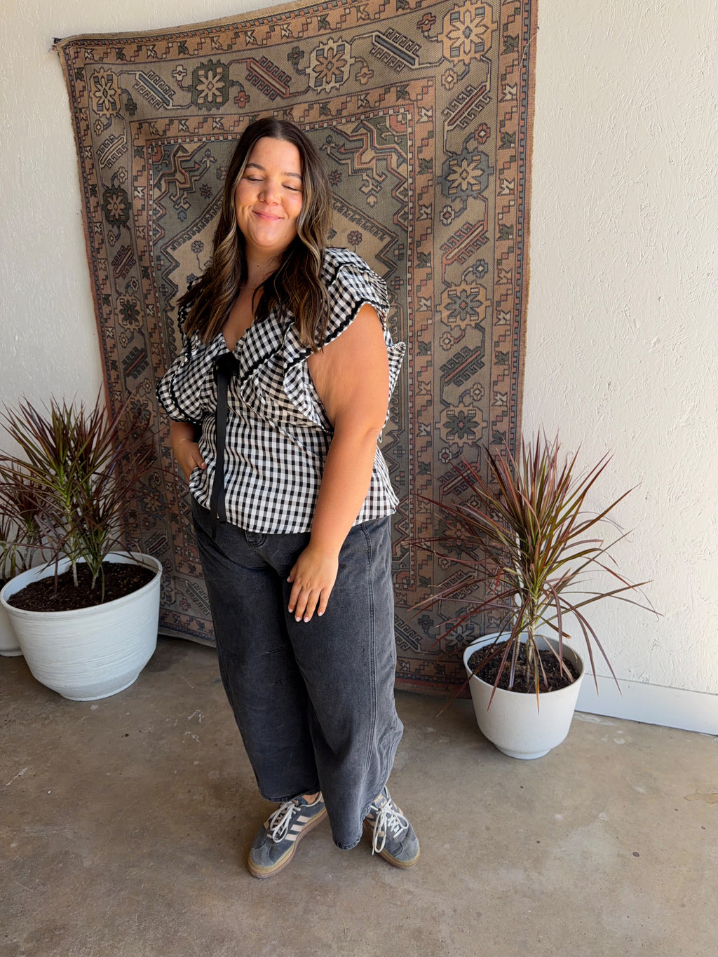 Gingham Ruffle Top
