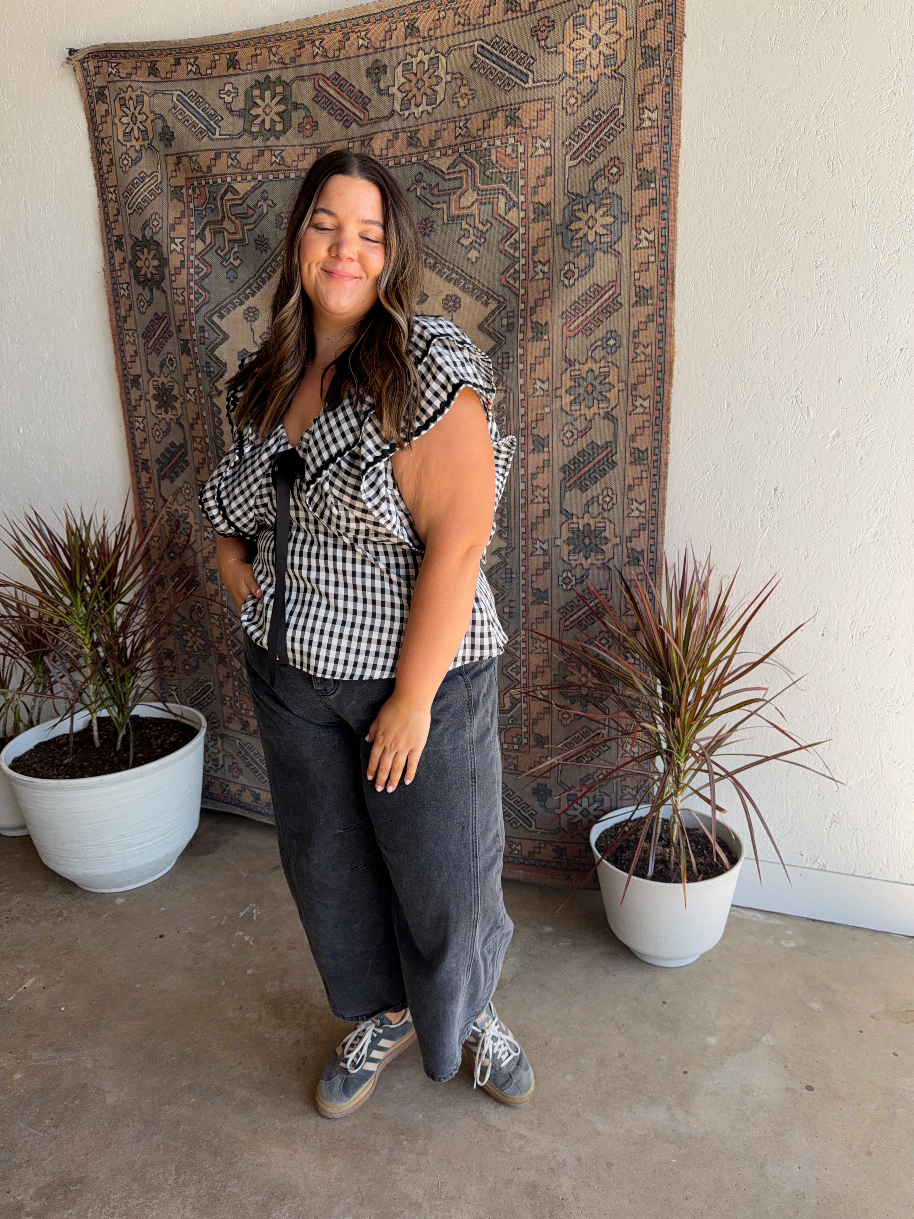 Gingham Ruffle Top