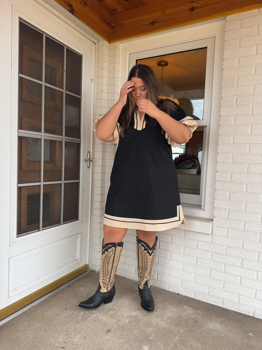 Black and Tan Contrast dress