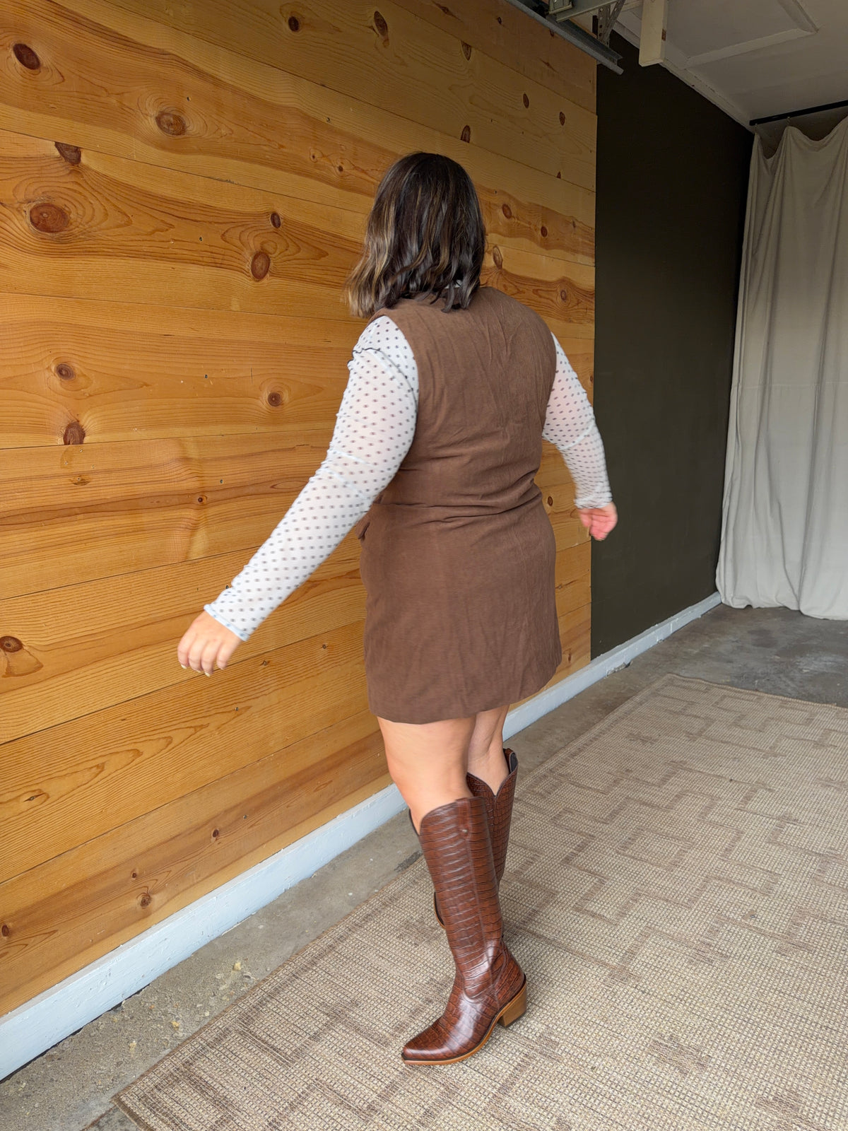 Brown Corduroy Mini Dress