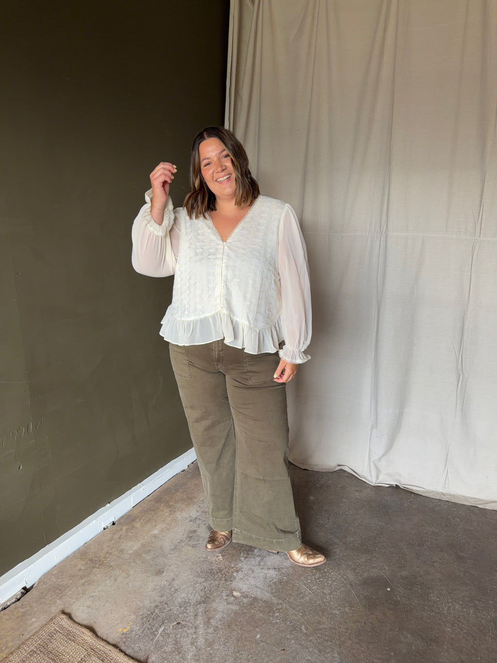 Cream Long Sleeve Blouse
