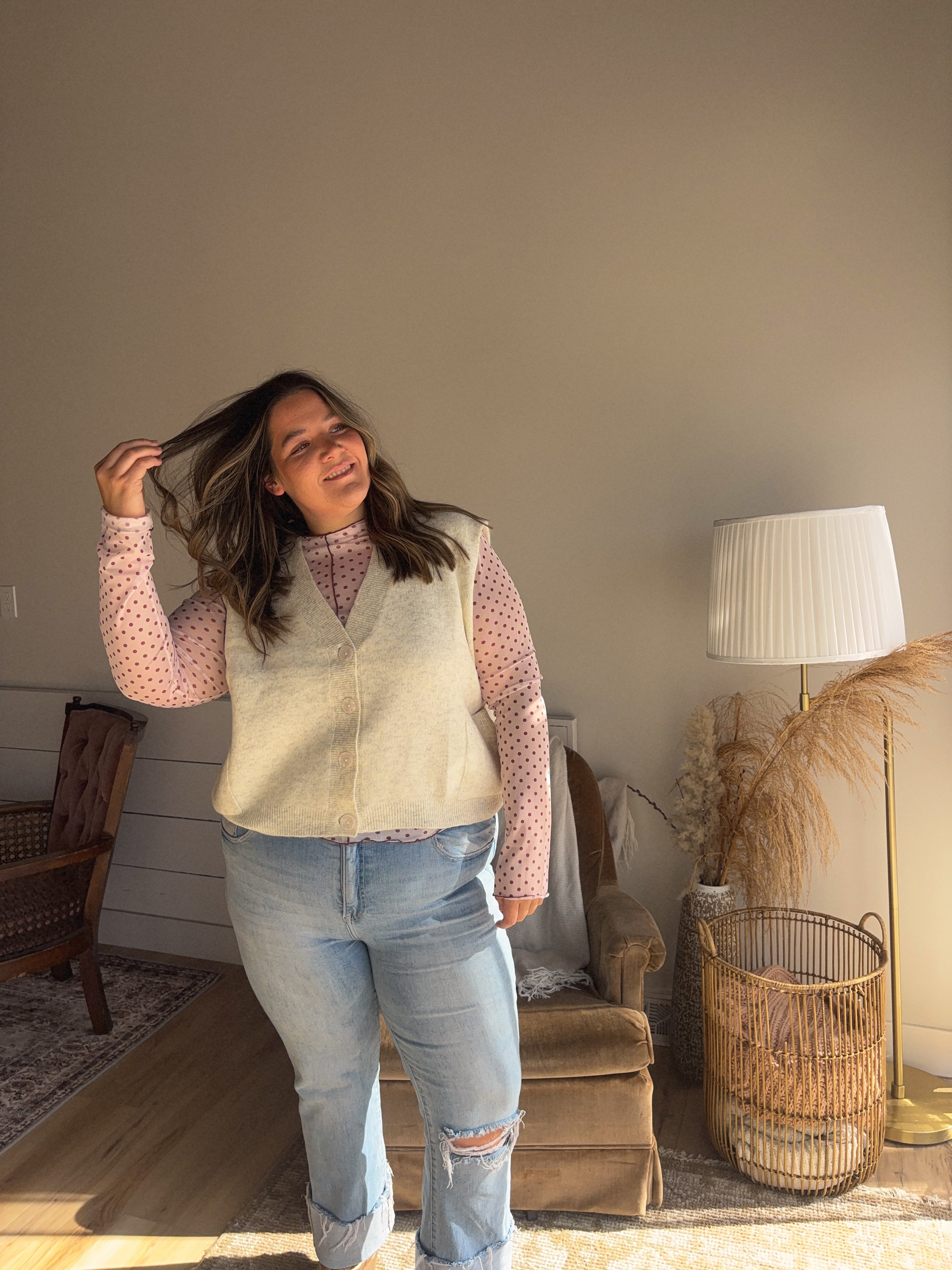 Creamy Knit Sweater Vest