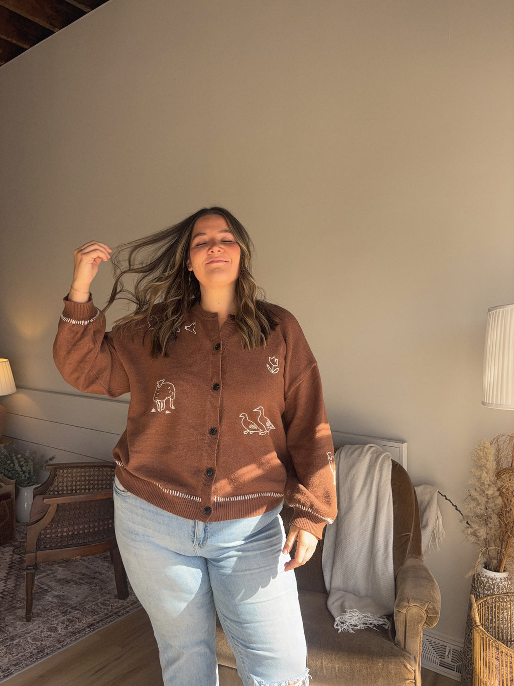 Embroidered Sweater Cardigan