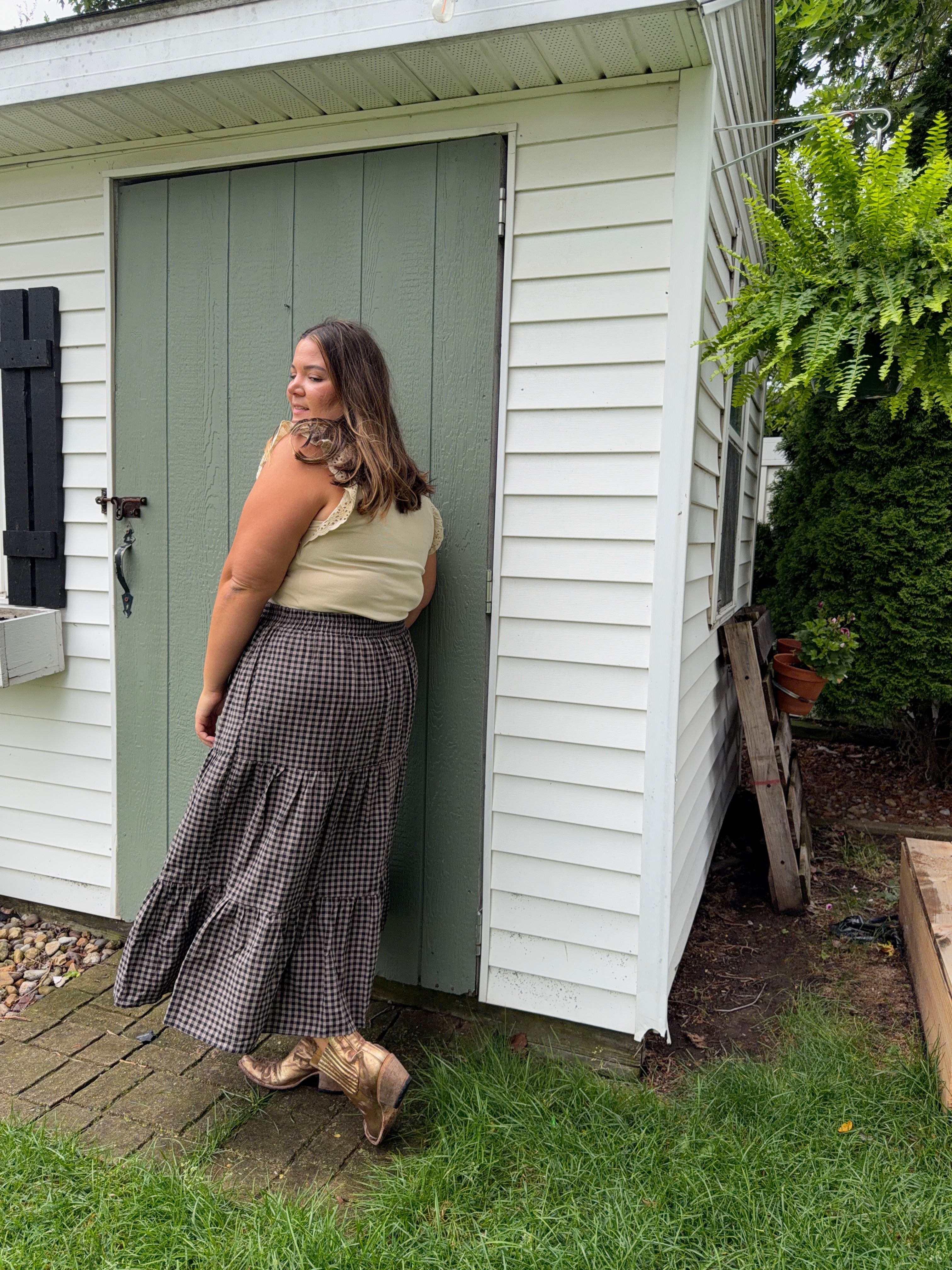 Midi Gingham Skirt