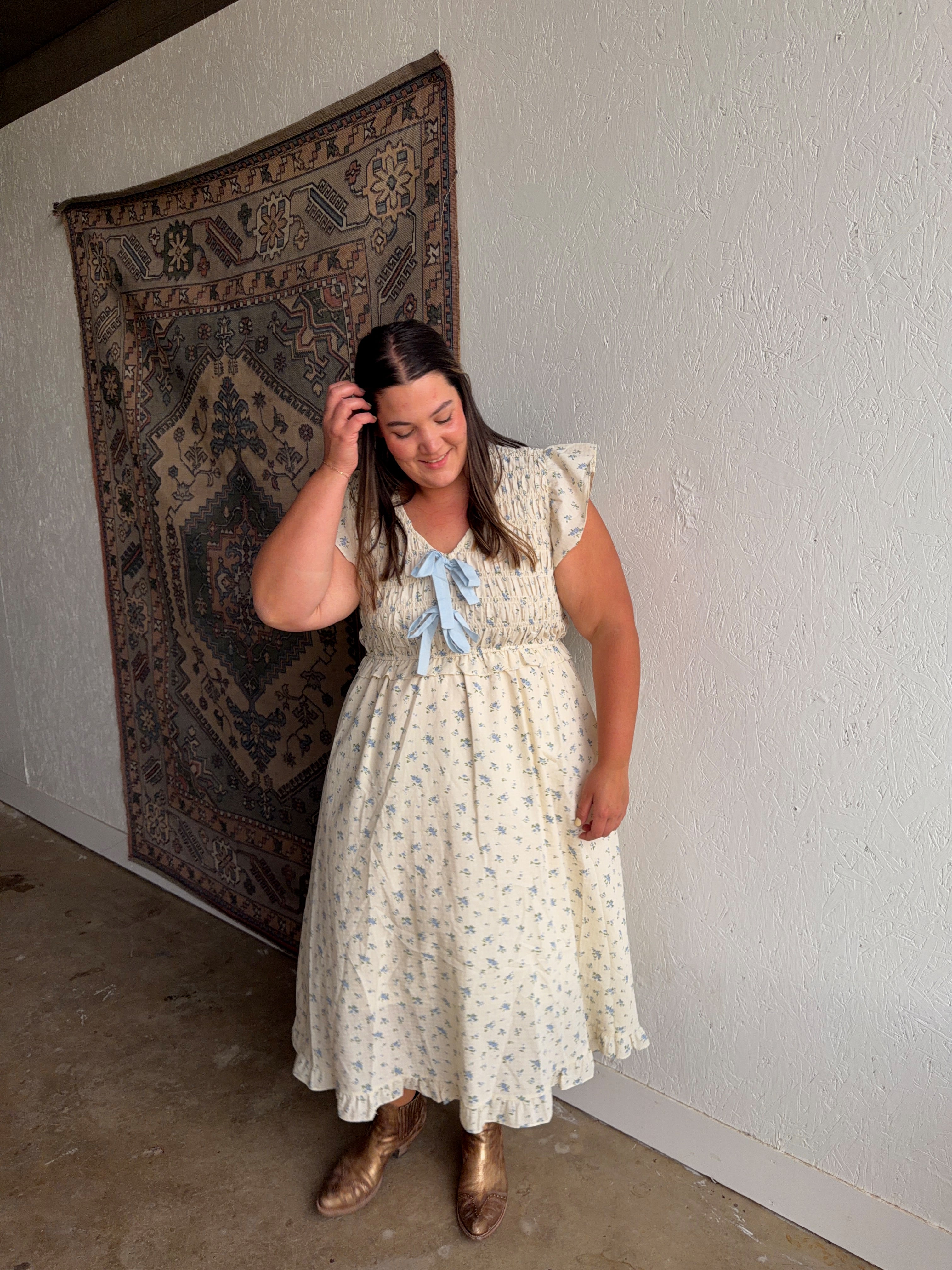 Floral Smocked  Midi Dress
