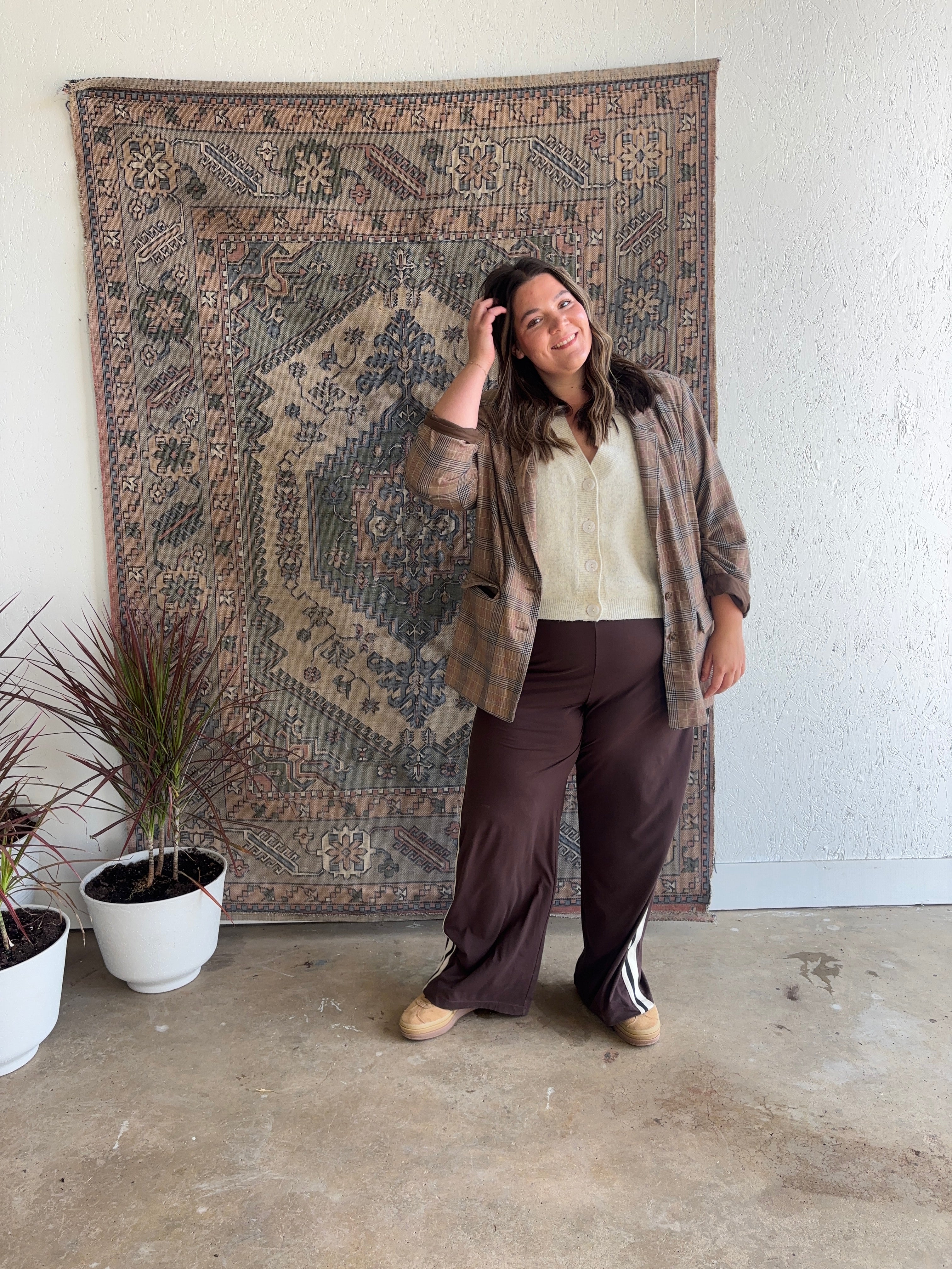 Butter Soft Stripe Pants [Brown and Navy]