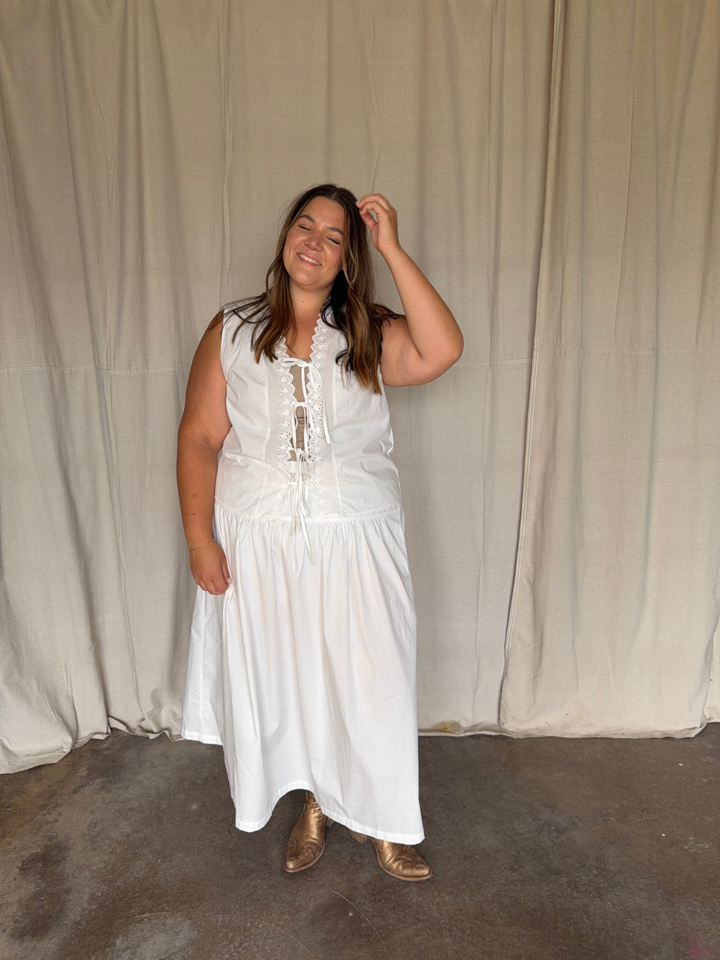 White Eyelet Two- Piece Set