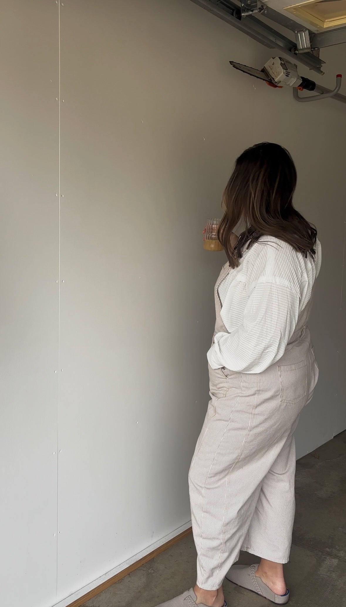 Pinstriped Barrel-Leg Overalls