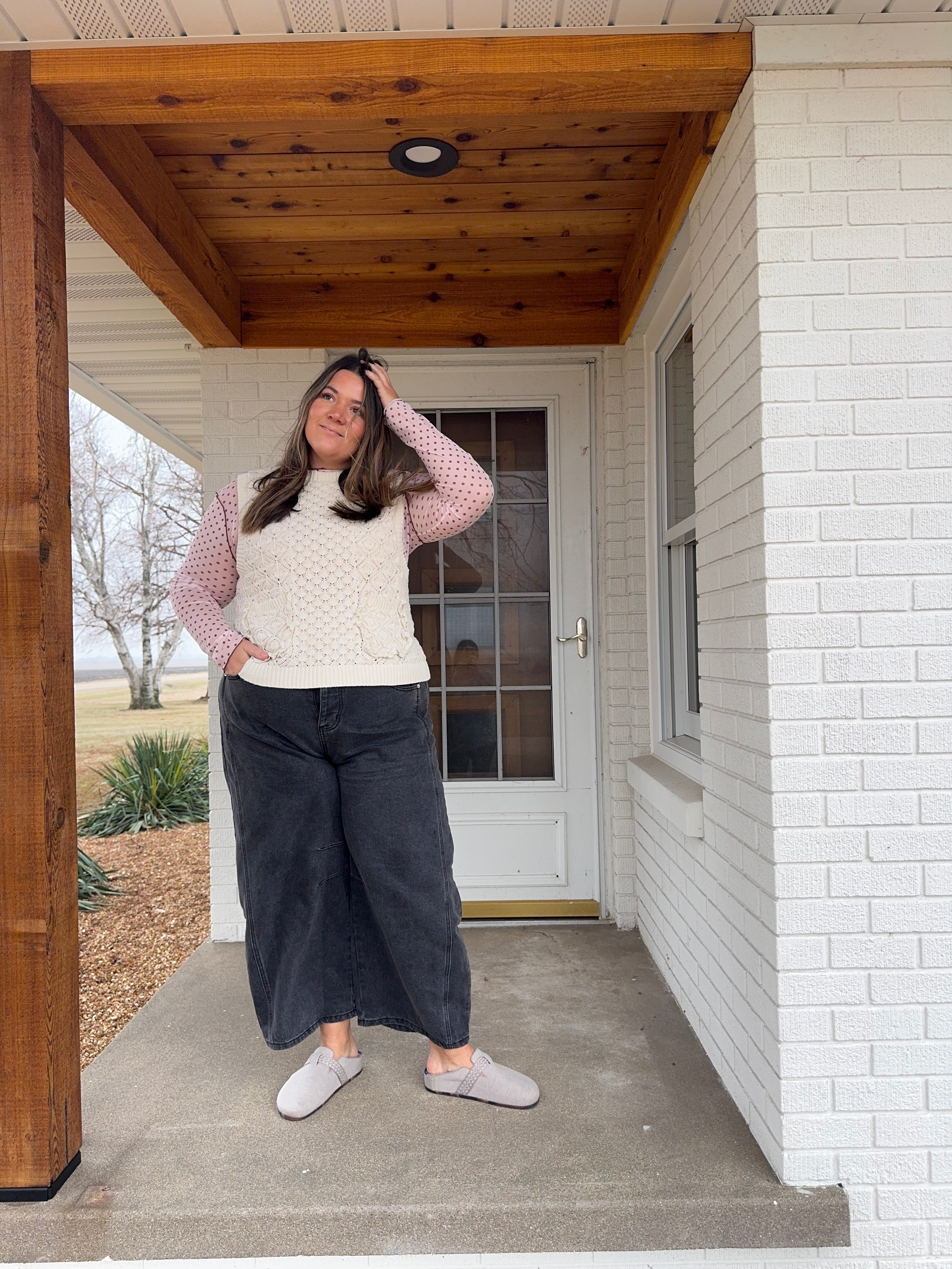 Pink Polka Dot Sheer Top
