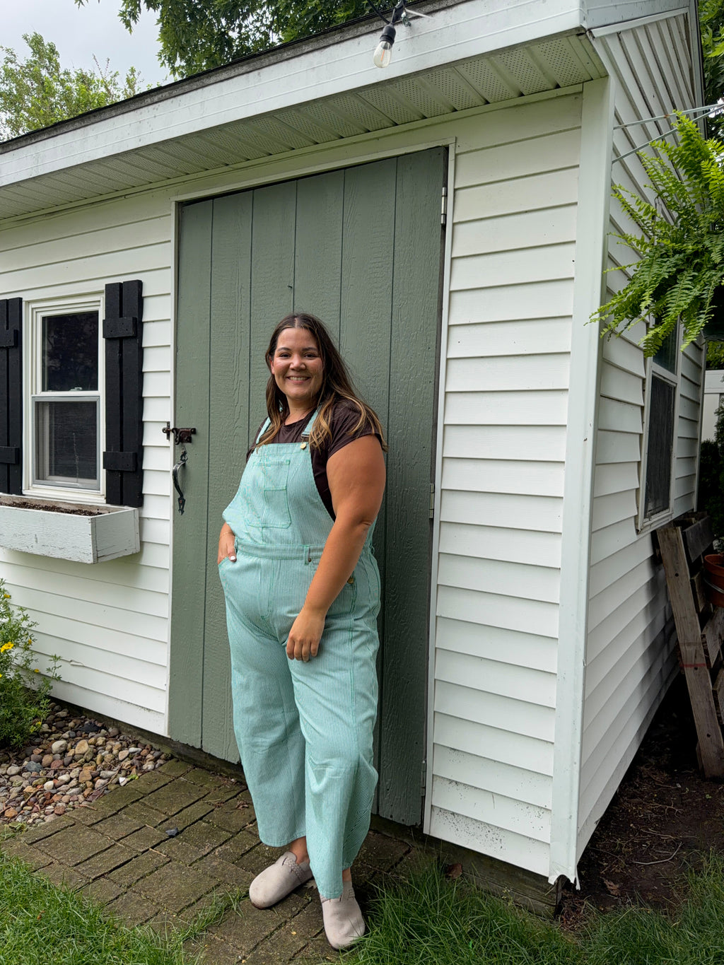Green Stripe Overalls