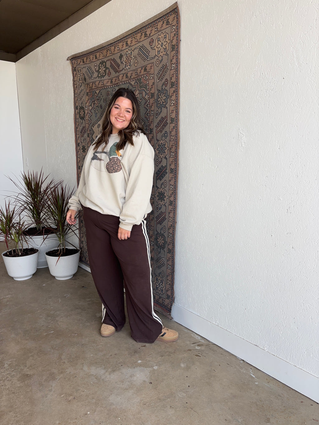 Butter Soft Stripe Pants [Brown and Navy]