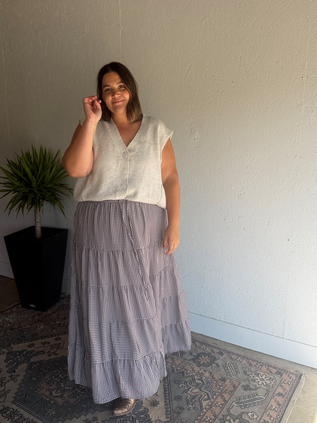 Classic Plaid Tiered Maxi Skirt