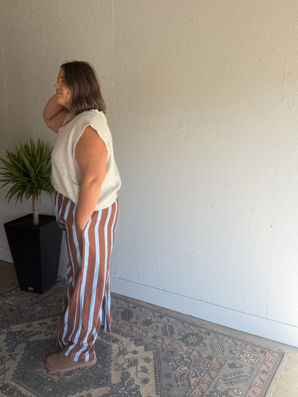 Brown and Blue Wide Leg Lounge Pants