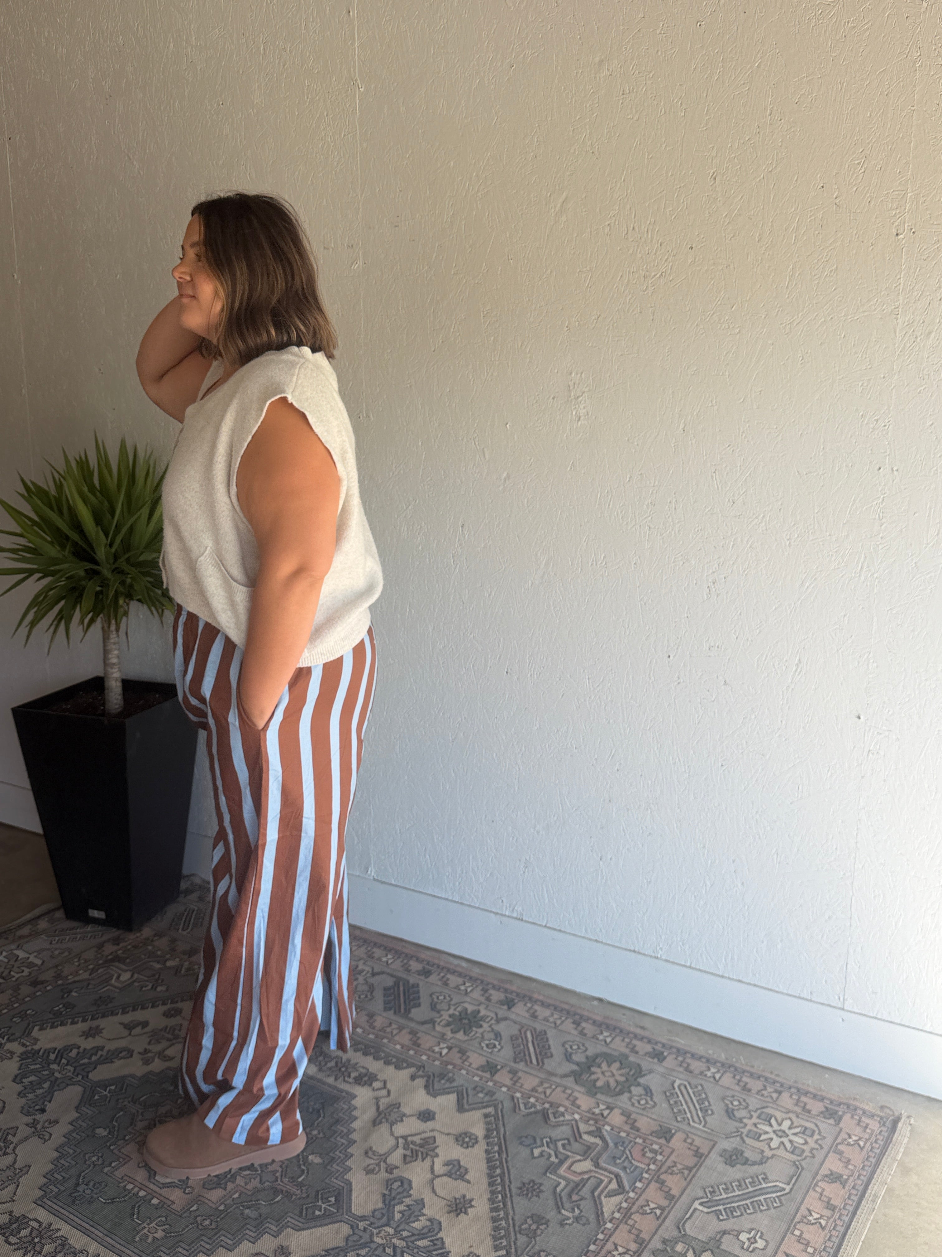 Brown and Blue Wide Leg Lounge Pants
