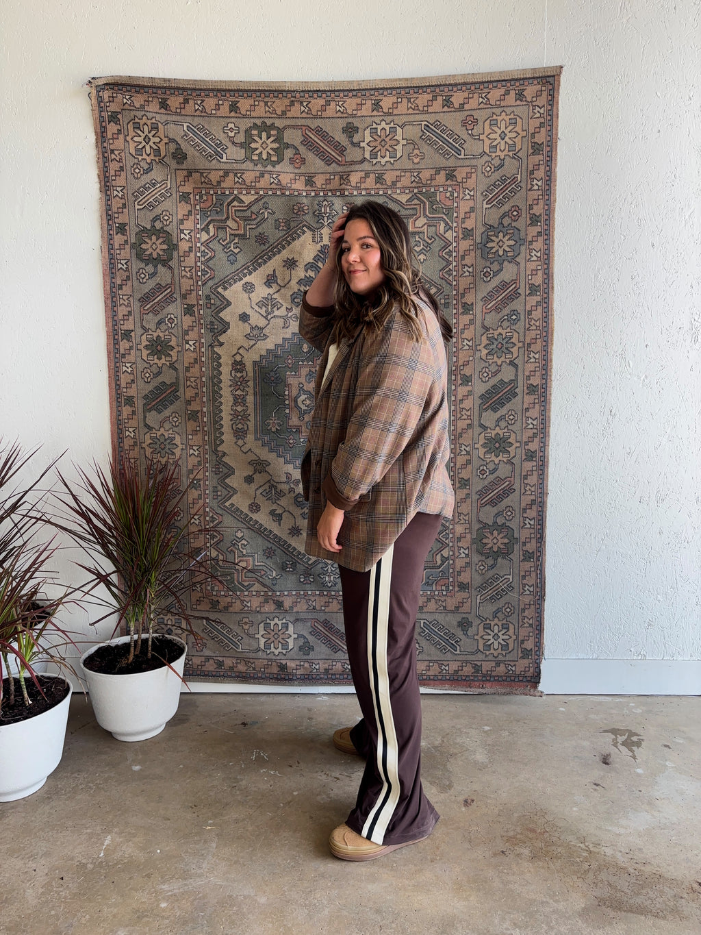 Butter Soft Stripe Pants [Brown and Navy]