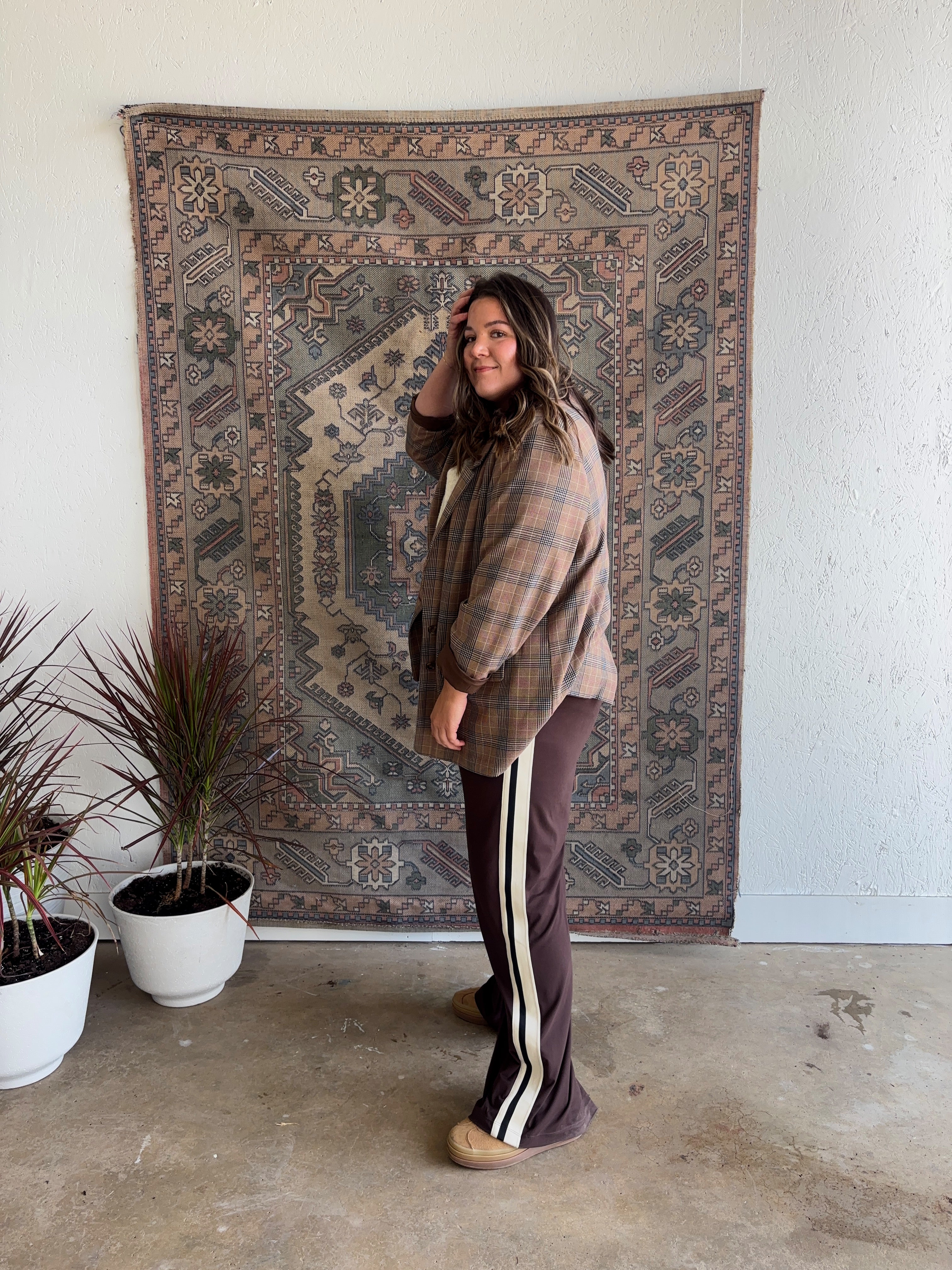 Butter Soft Stripe Pants [Brown and Navy]