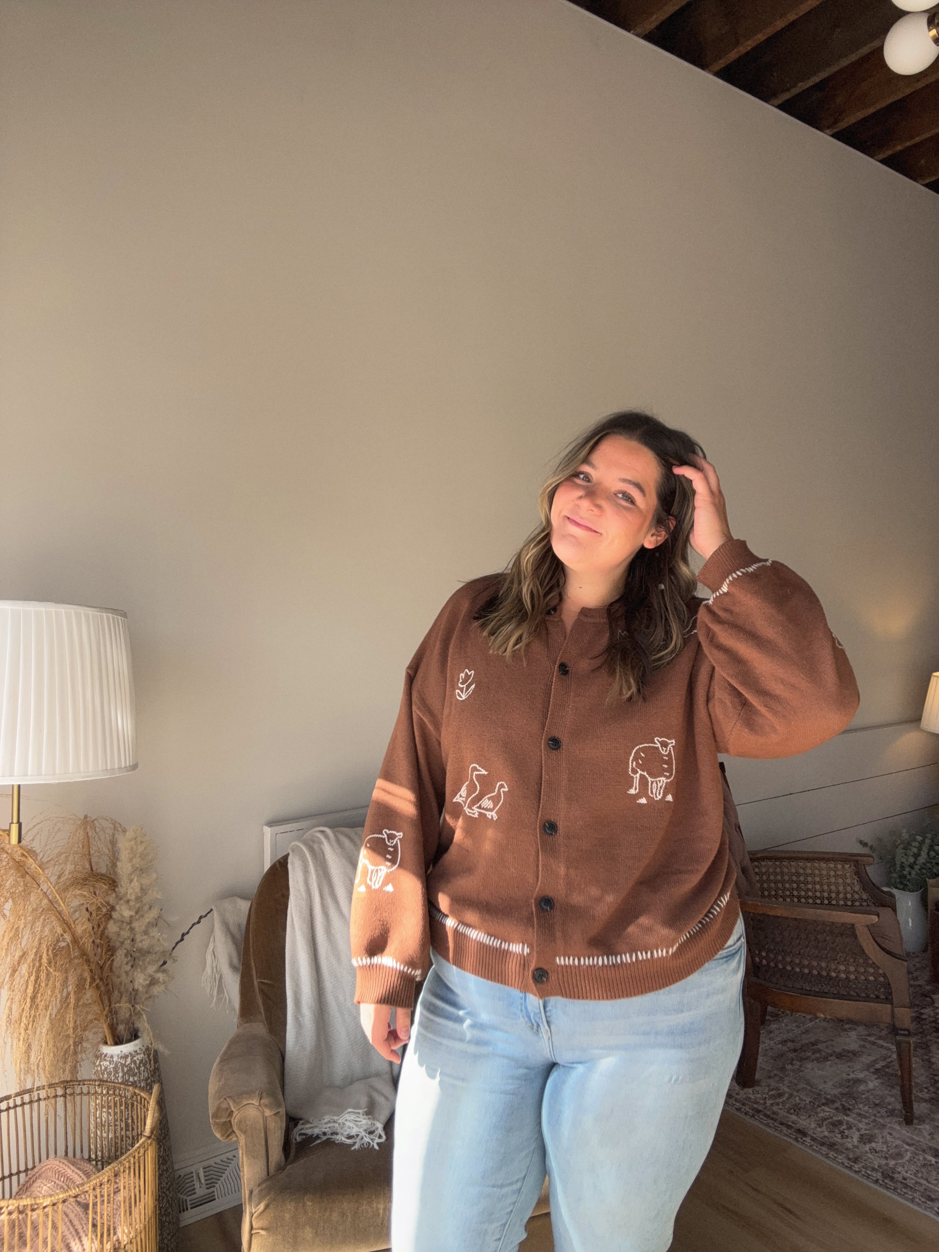 Embroidered Sweater Cardigan