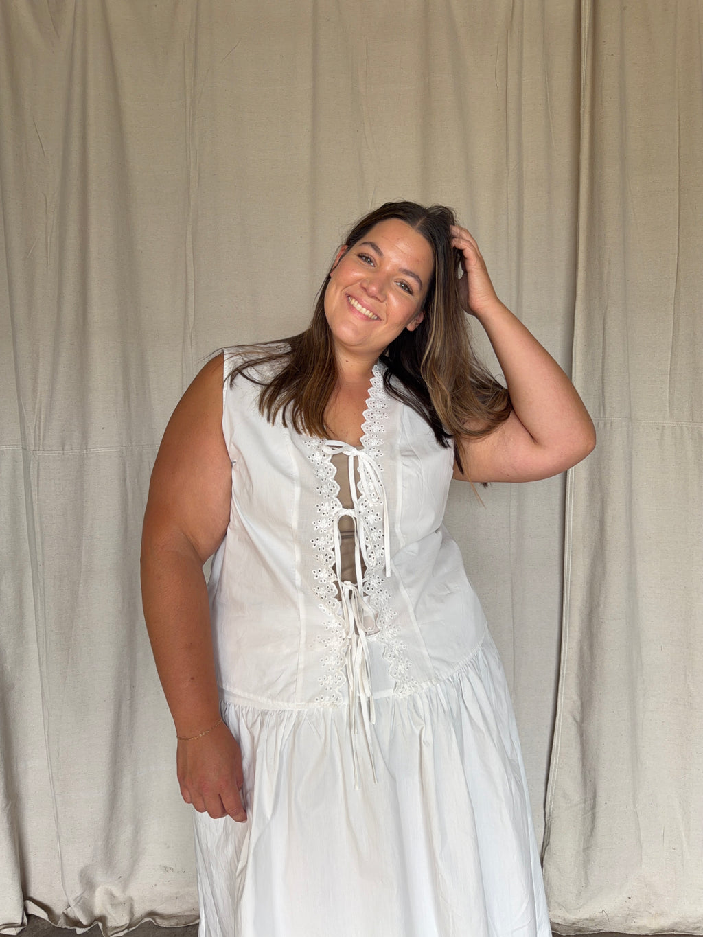 White Eyelet Two- Piece Set