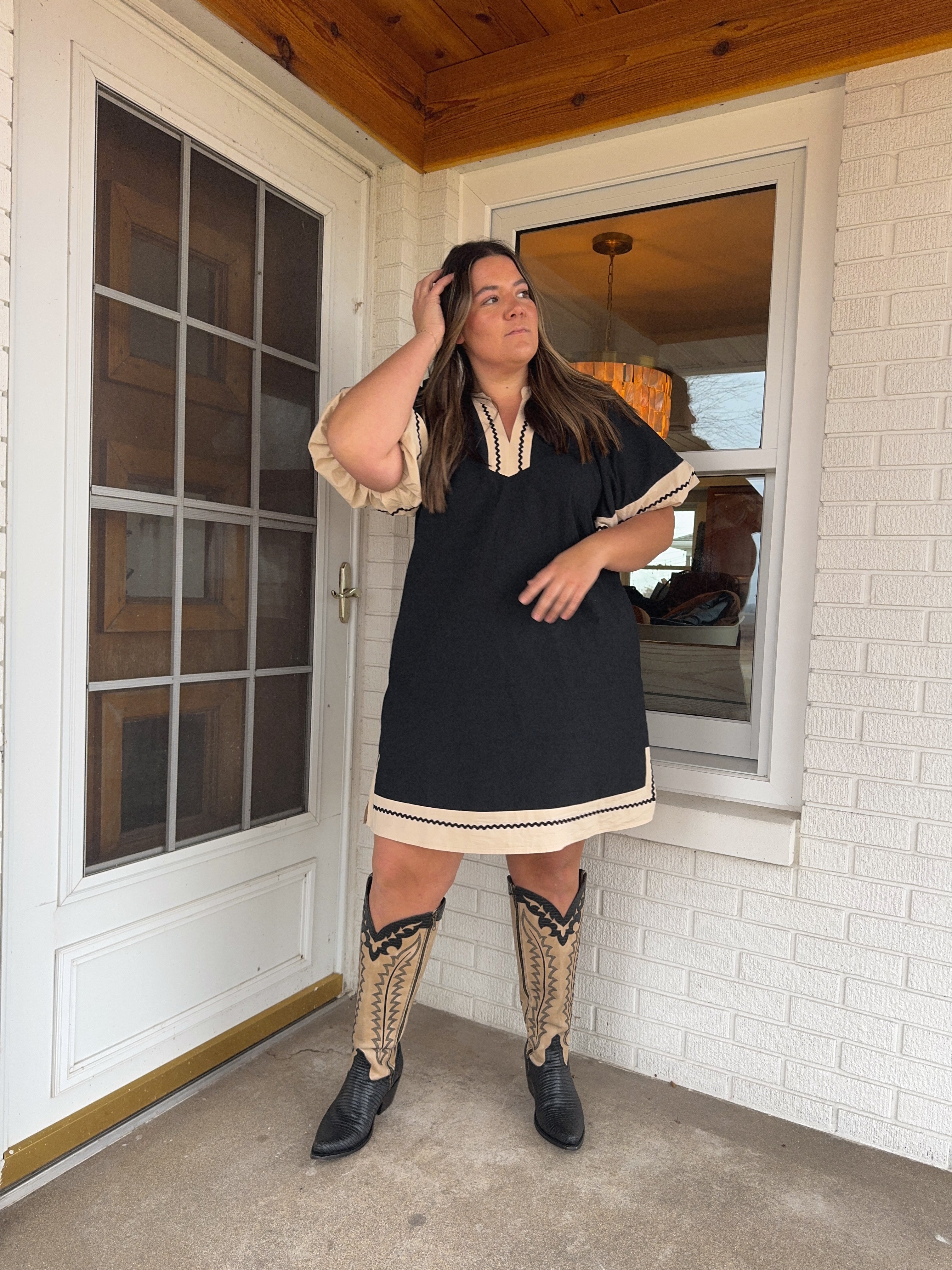 Black and Tan Contrast dress