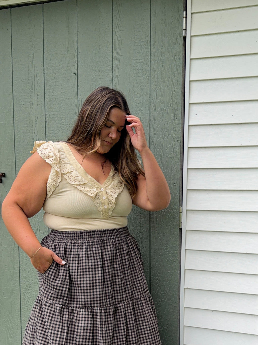 Midi Gingham Skirt