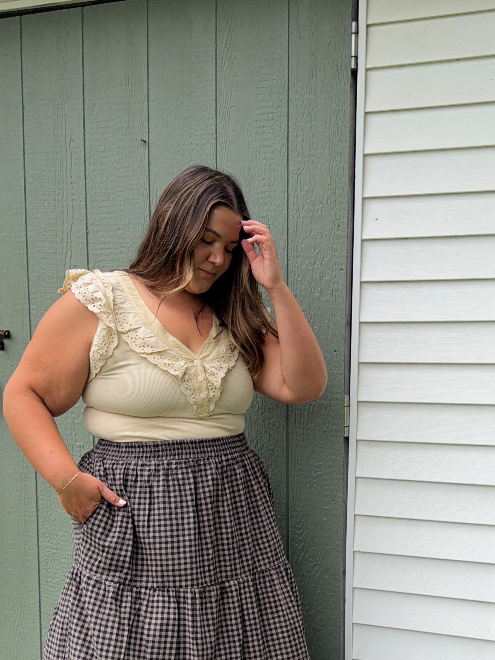 Midi Gingham Skirt