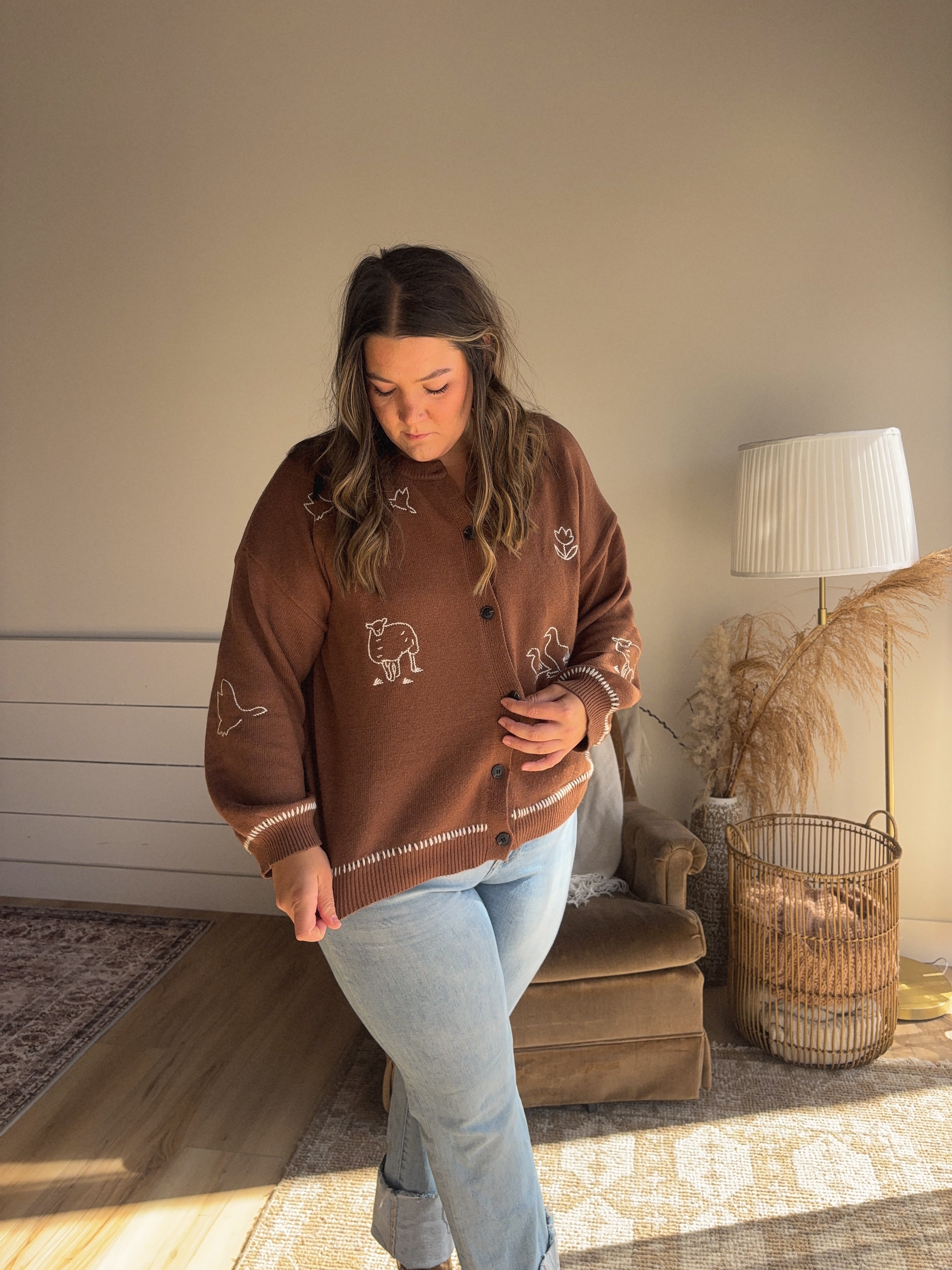 Embroidered Sweater Cardigan